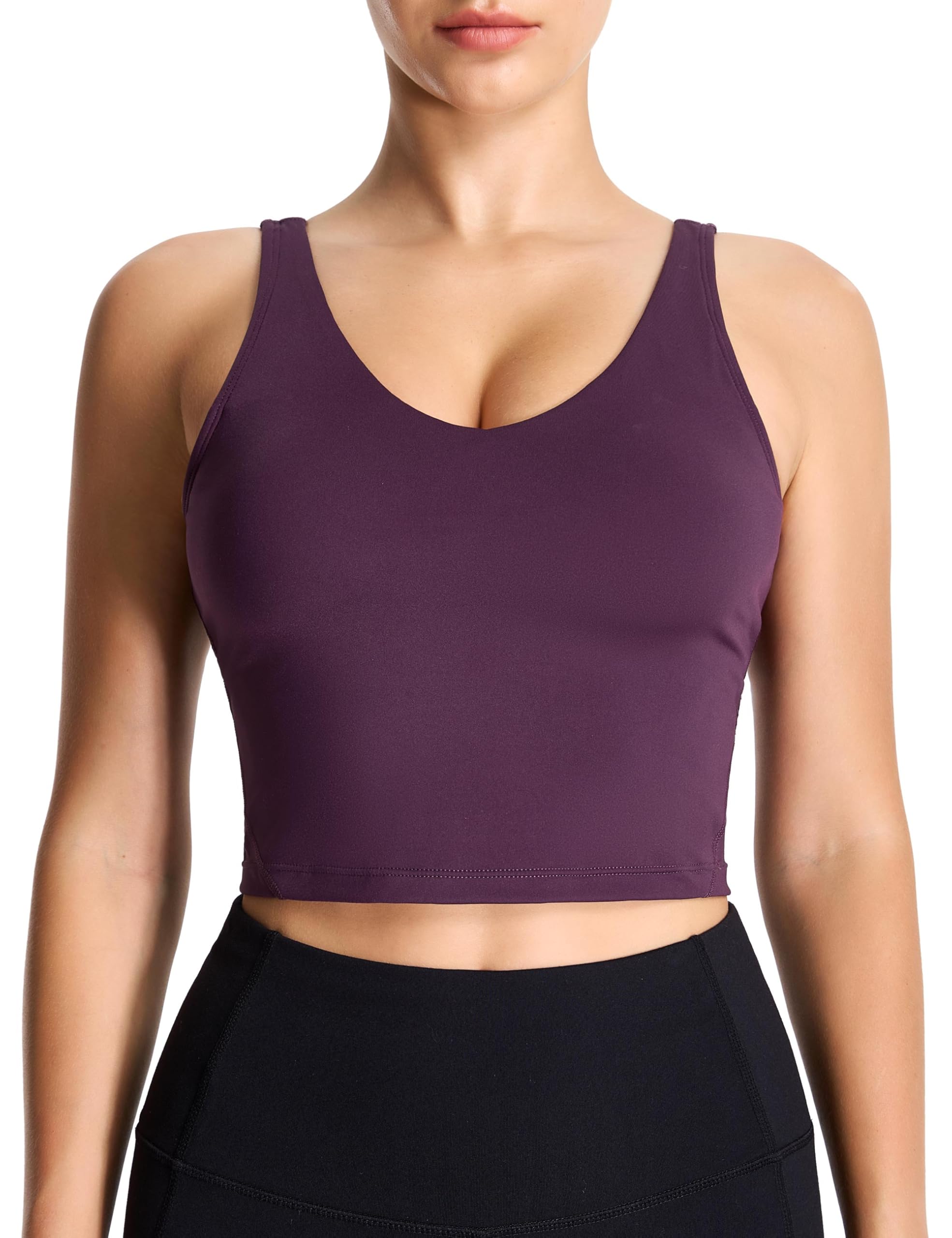 THE GYM PEOPLE Womens' Sports Bra Longline Wirefree Padded with Medium Support