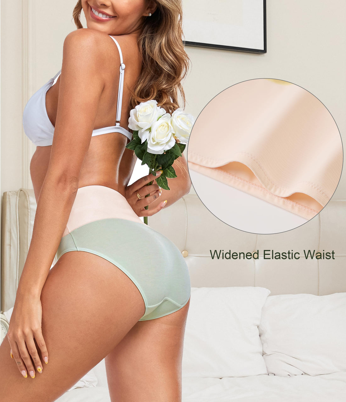 ANLIQI Women's Modal Underwear High Waisted Full Coverage Briefs Soft Stretch Breathable Ladies Hipster Panties Multipack