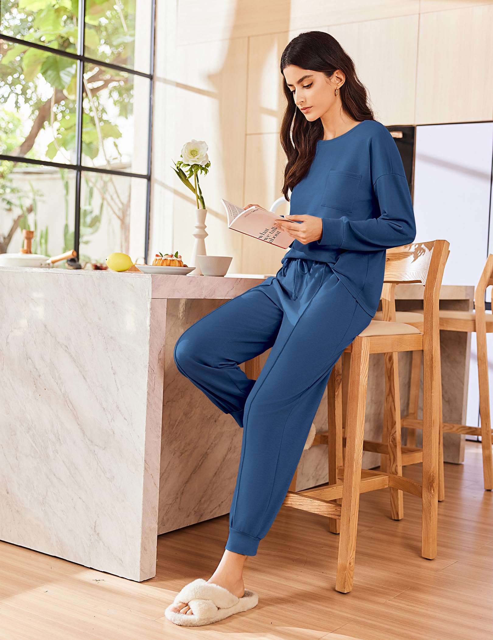 Ekouaer Lounge Sets for Women 2 Piece Jogger Pants Pajamas
