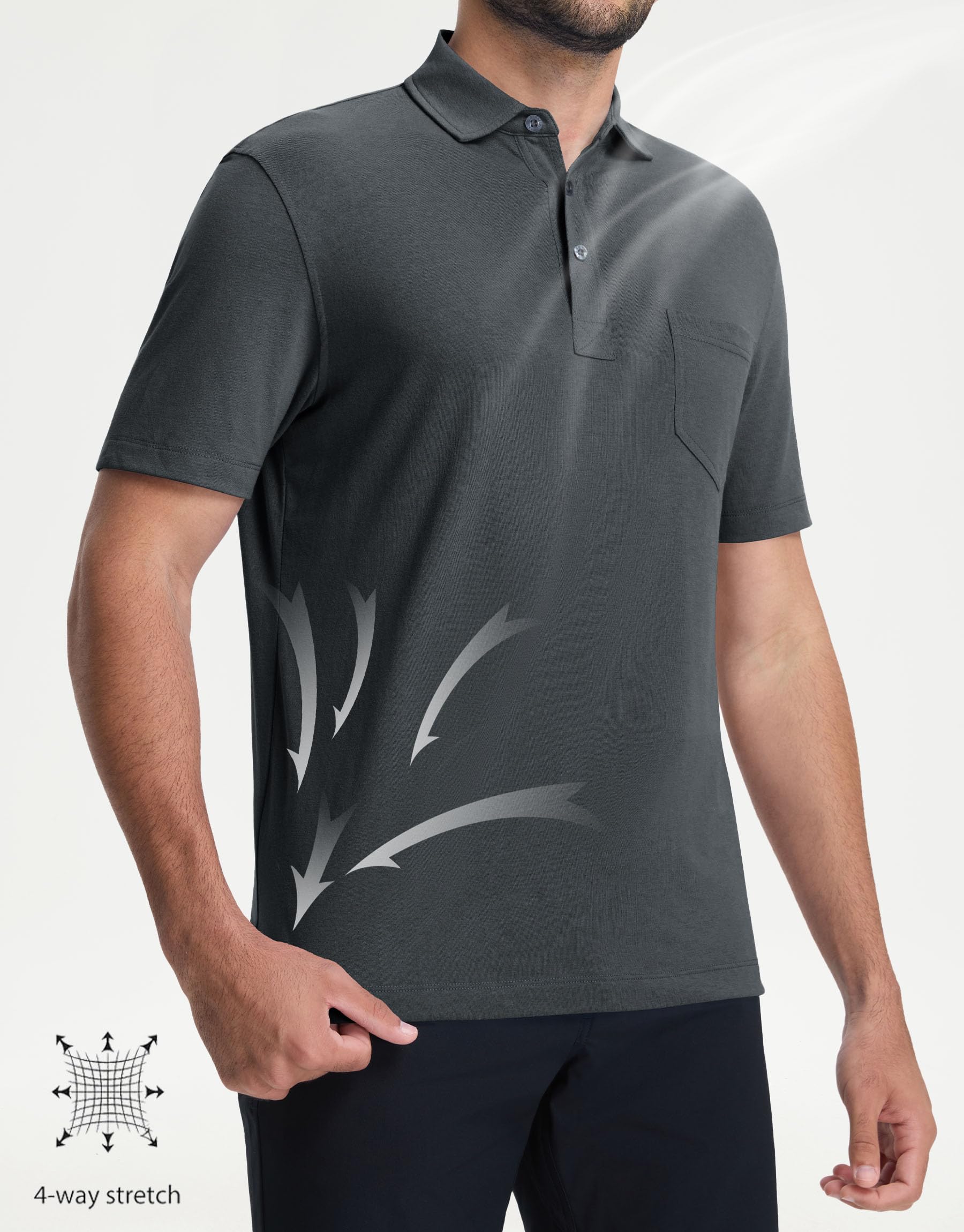 M MAELREG Mens Golf Shirts Short Sleeve Lightweight Soft Cotton Blend with Pocket Summer Casual Daily Wear