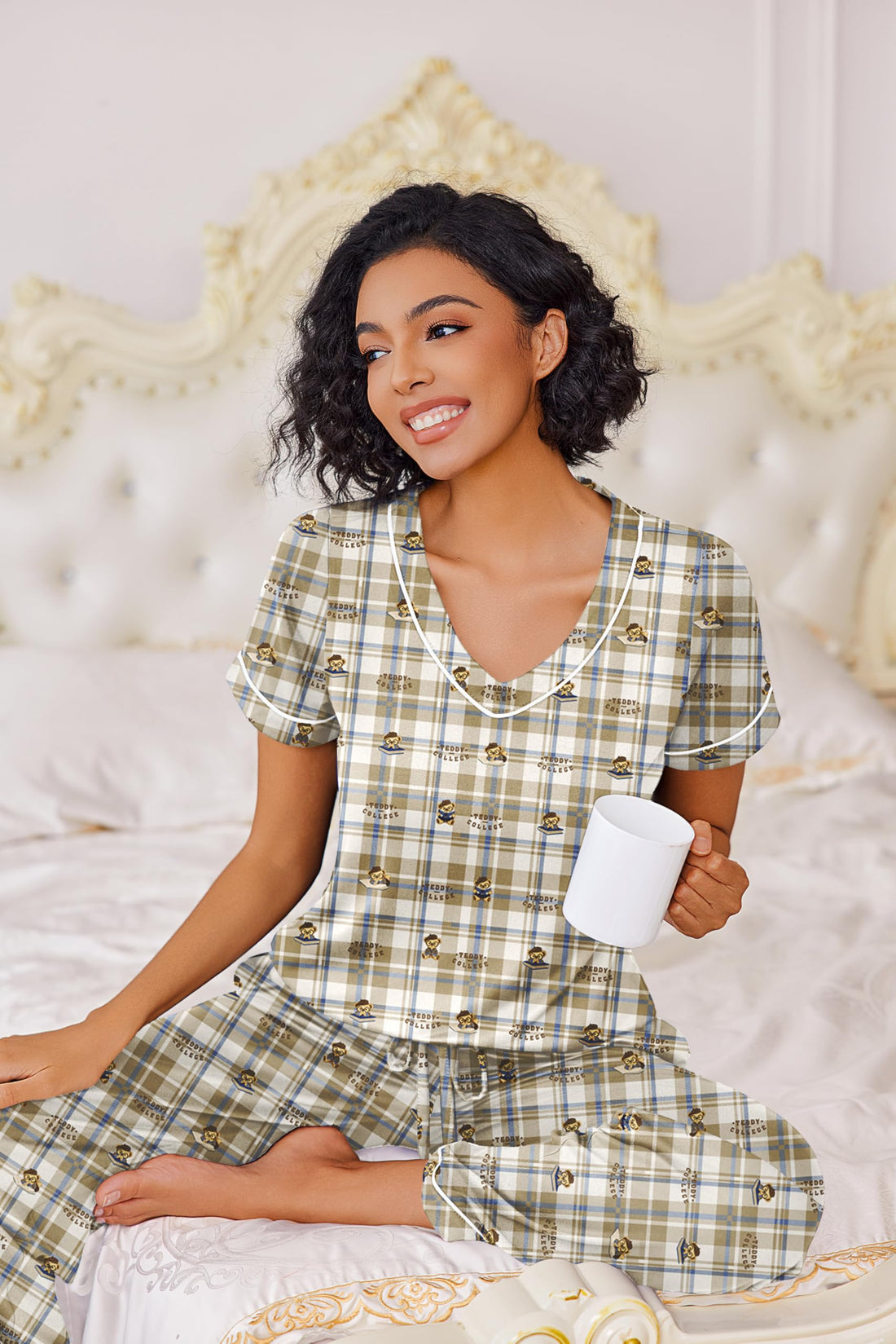 Ekouaer Pajamas for Women Set 2 Piece Lounge Set Soft Pajama Sets Short Sleeve and Pants Pj Sets Loose Sleepwear with Pockets