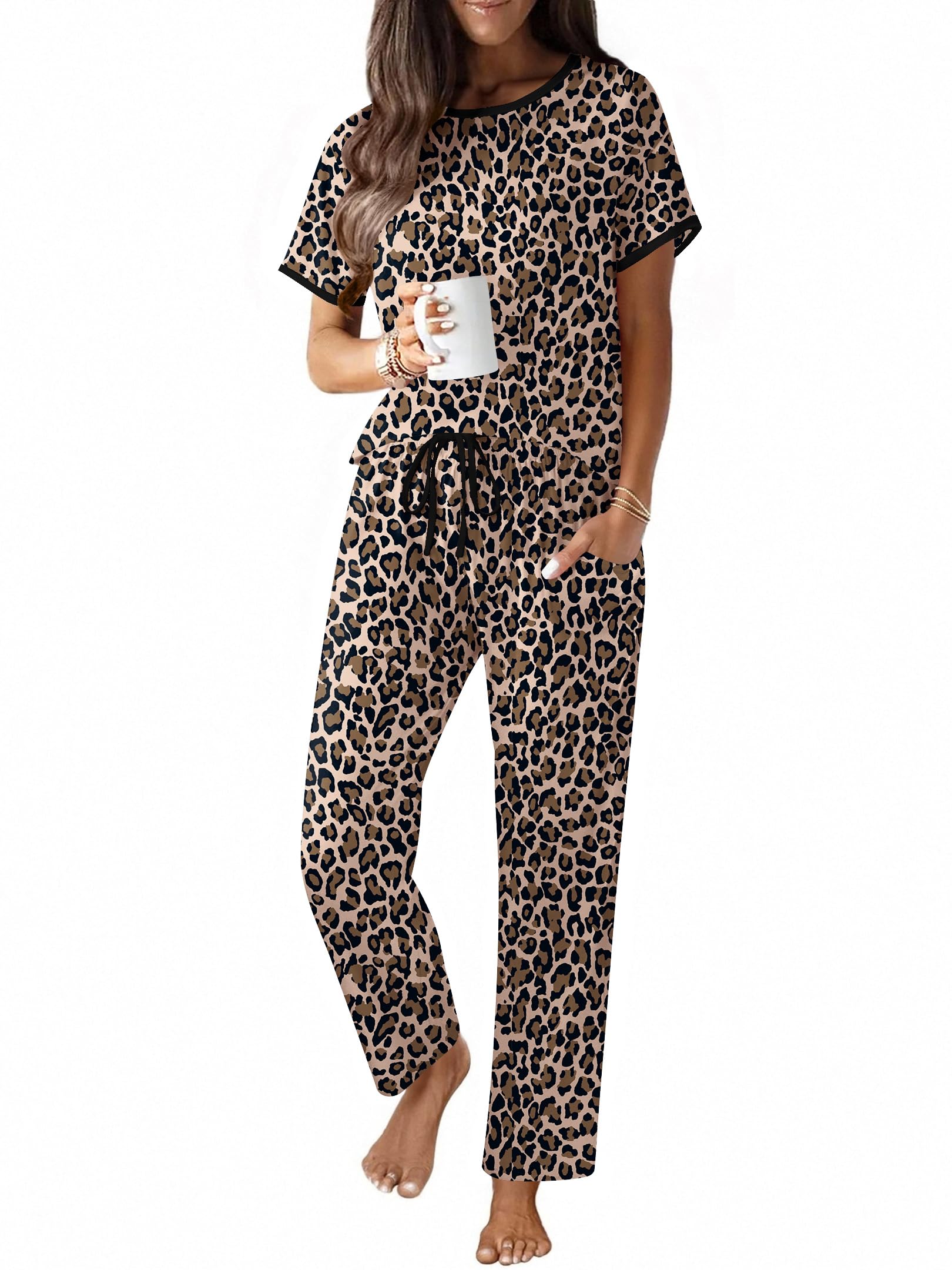 Ekouaer 2 Piece Cotton Pajamas for Women