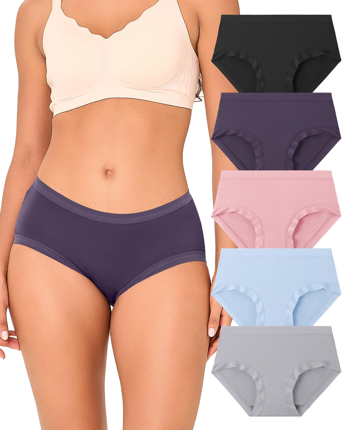 BAMBOO COOL Women's Underwear Briefs for Women Lightweight Ladies Panties Moisture-Wicking Stretchy Soft Breathable 5-pack