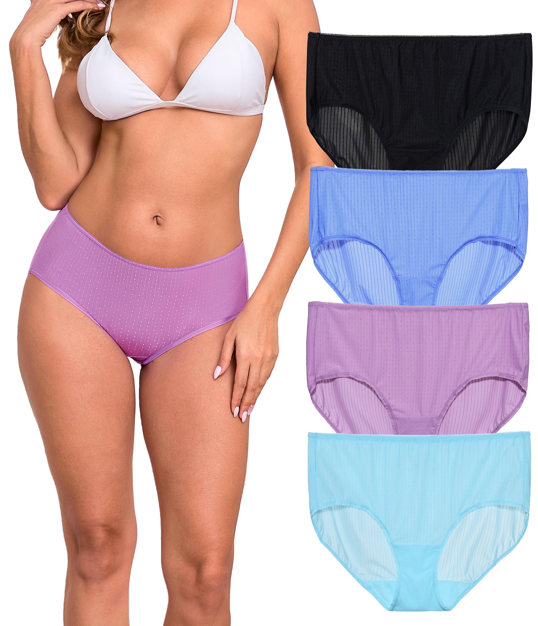 ANLIQI Quick Dry Underwear for Women Travel Panties Pack Hipster Panty Soft & Lightweight Bikini Brief Stay Fresh Undies
