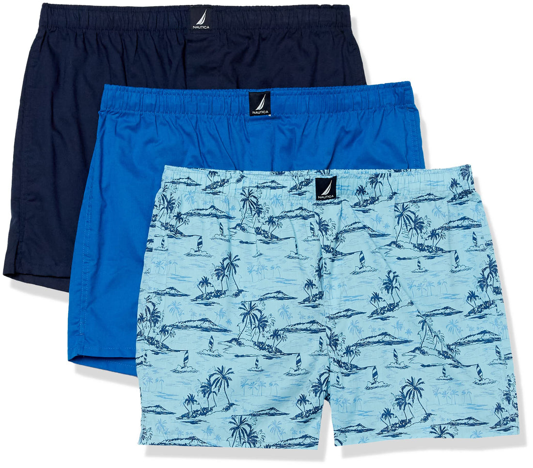 Nautica Men's Classic Cotton 3-Pack Woven Boxers