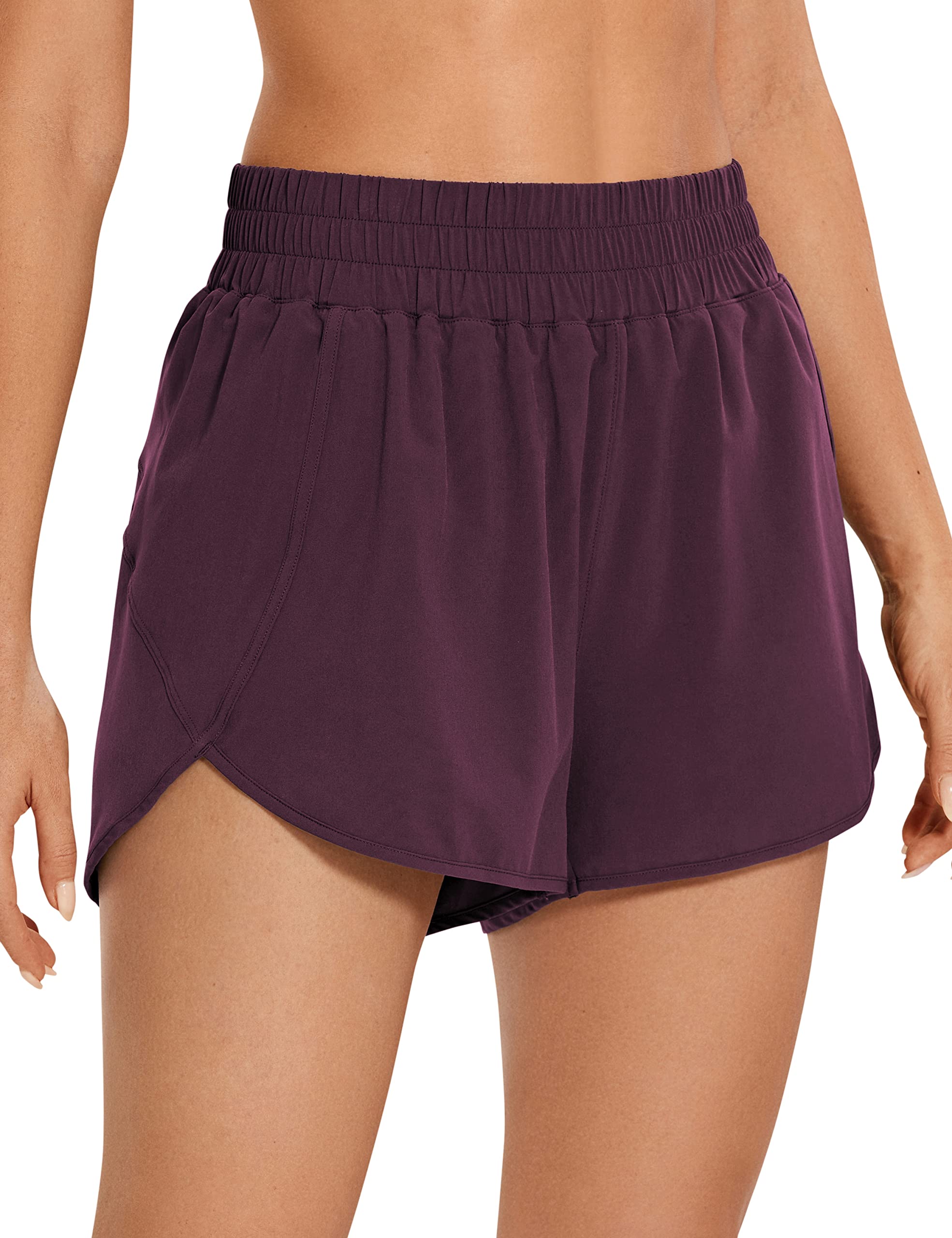 CRZ YOGA Dolphin Athletic Shorts 3" | High Waisted, Mesh Liner, Quick Dry, Lightweight, A Zip Pocket, for Women