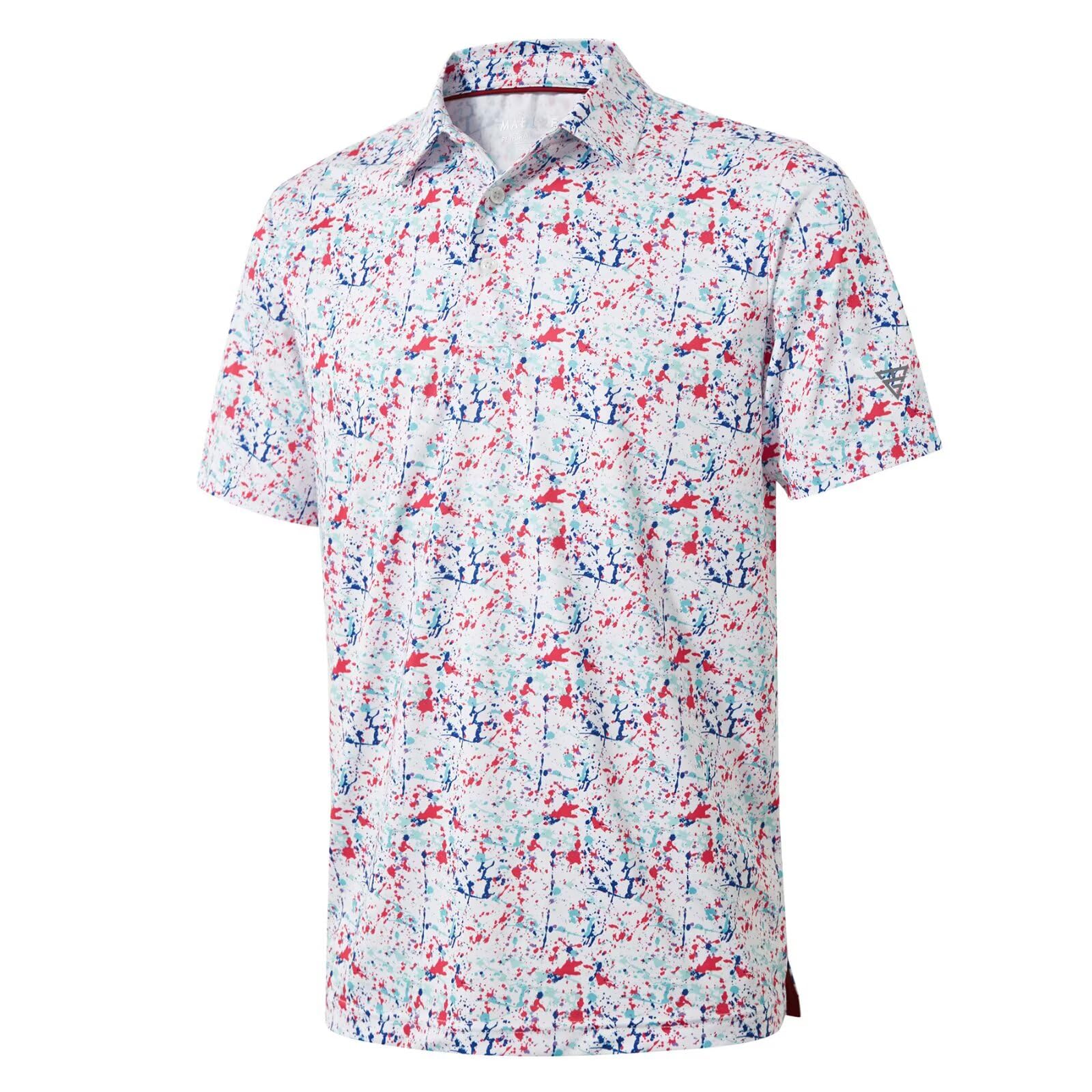 Golf Shirts for Men Dry Fit Short Sleeve Print Performance Moisture Wicking Polo Shirt