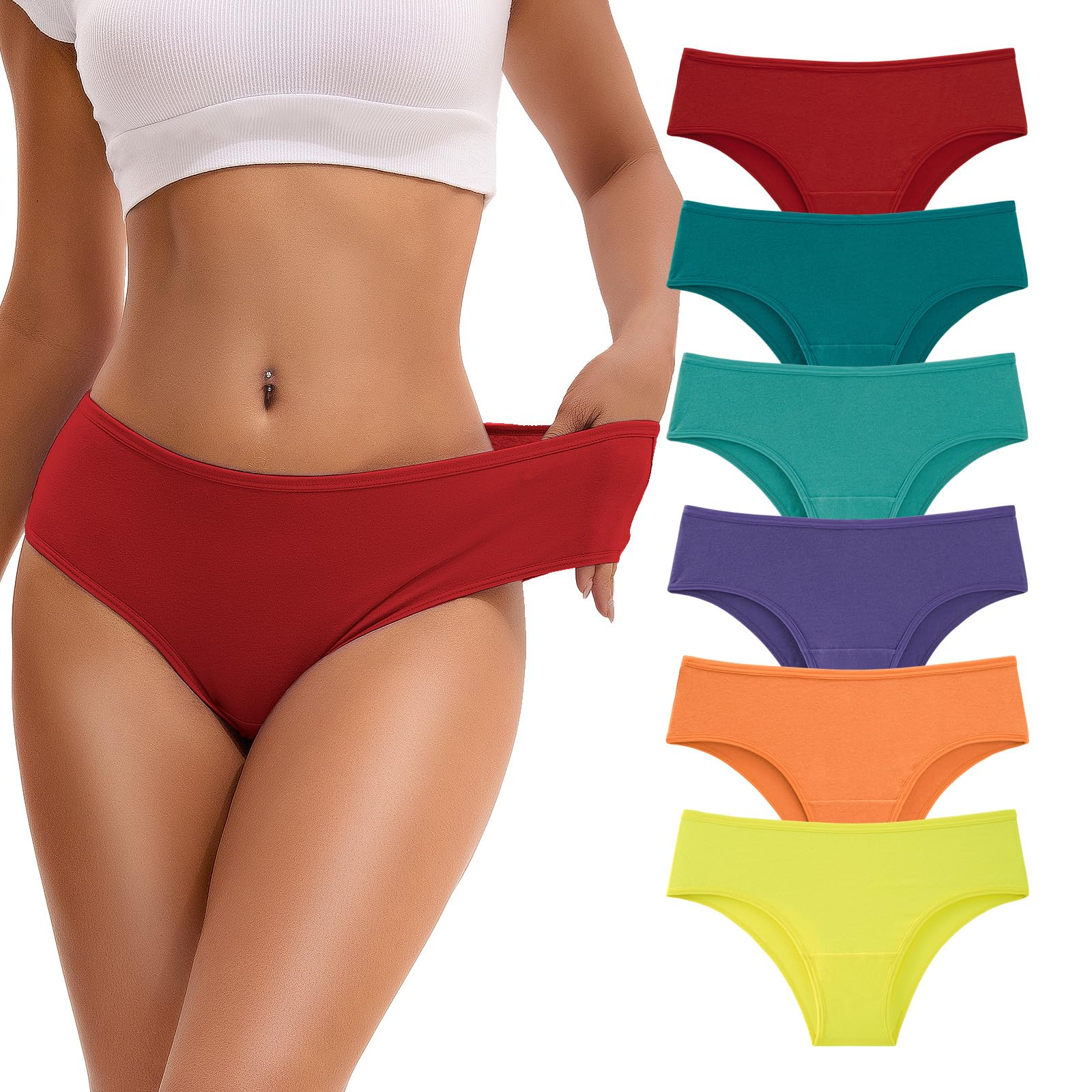 INNERSY Women's Cotton Underwear Cheeky Hipster Panties 6-Pack