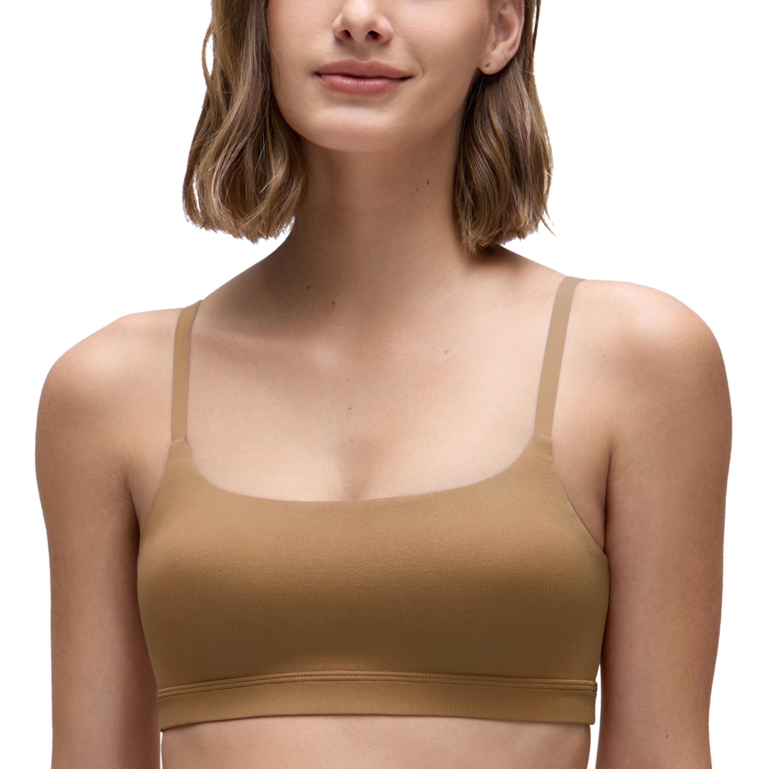CRZ YOGA Butterluxe Scoop Neck Sports Bras | Light Support, Removable Pads, Yoga, Extremely Soft, U Back, Adjustable Spaghetti Straps, for Women