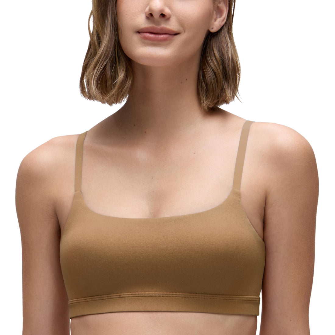 CRZ YOGA Butterluxe Scoop Neck Sports Bras | Light Support, Removable Pads, Yoga, Extremely Soft, U Back, Adjustable Spaghetti Straps, for Women