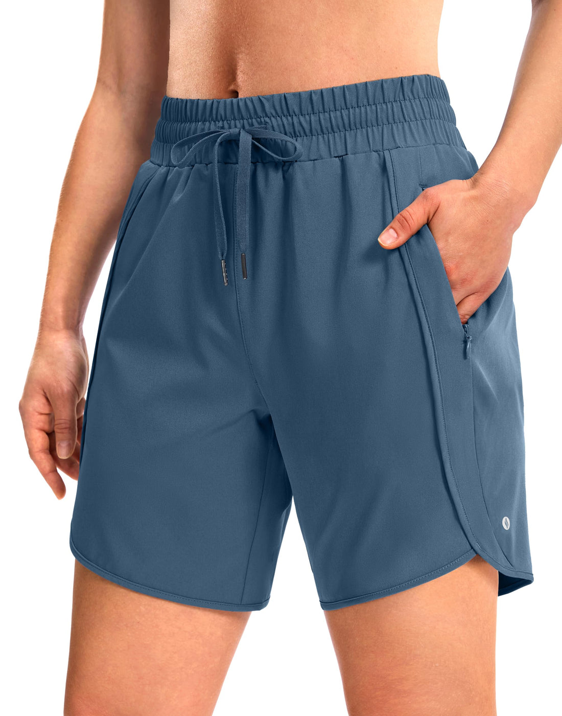 SANTINY Women's 3.5''/5''/7'' Athletic Gym Running Shorts Zipper Pockets | No Liner, High Waisted, Quick Dry, Lightweight, Workout, Shorts for Women