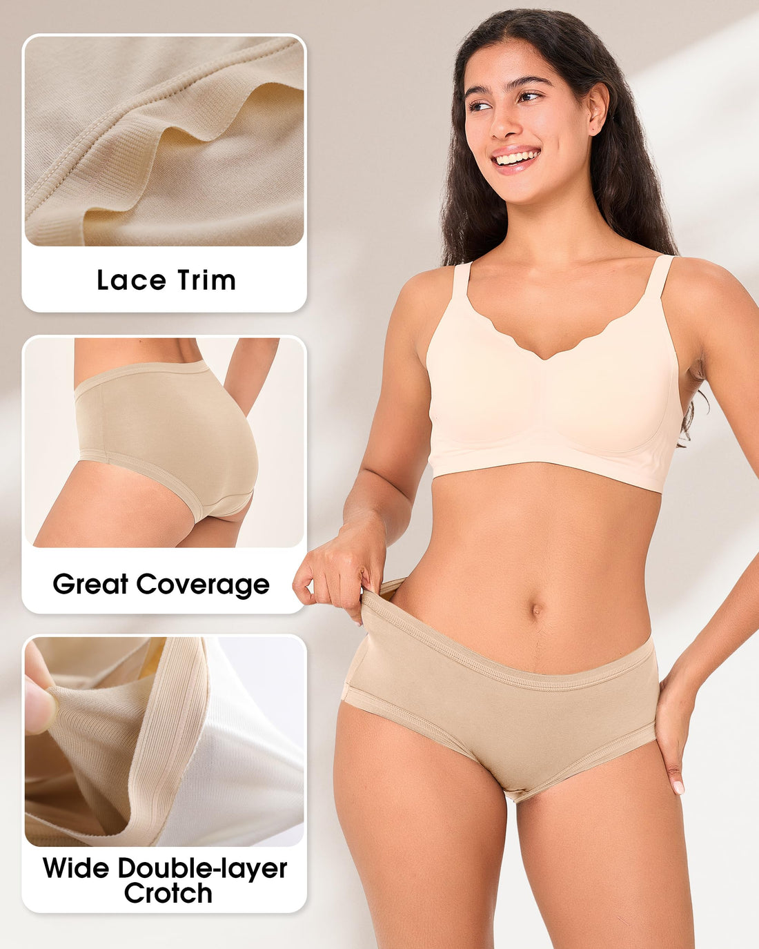 BAMBOO COOL Women's Underwear Briefs for Women Lightweight Ladies Panties Moisture-Wicking Stretchy Soft Breathable 5-pack