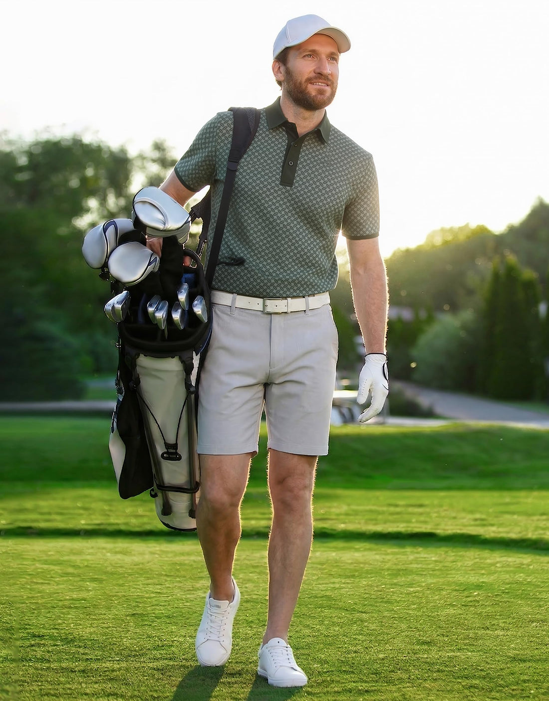 M MAELREG Golf Polo Shirts for Men Dry Fit Performance Lightweight Printing Contrast Collar Mens Golf Shirts Short Sleeve