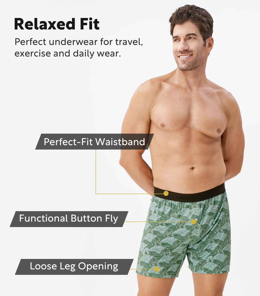 DAVID ARCHY Men's Bamboo Rayon Boxers Breathable Cooling Mens Boxer Shorts with Button Fly Relaxed Fit Underwear 3/4/5 Pack
