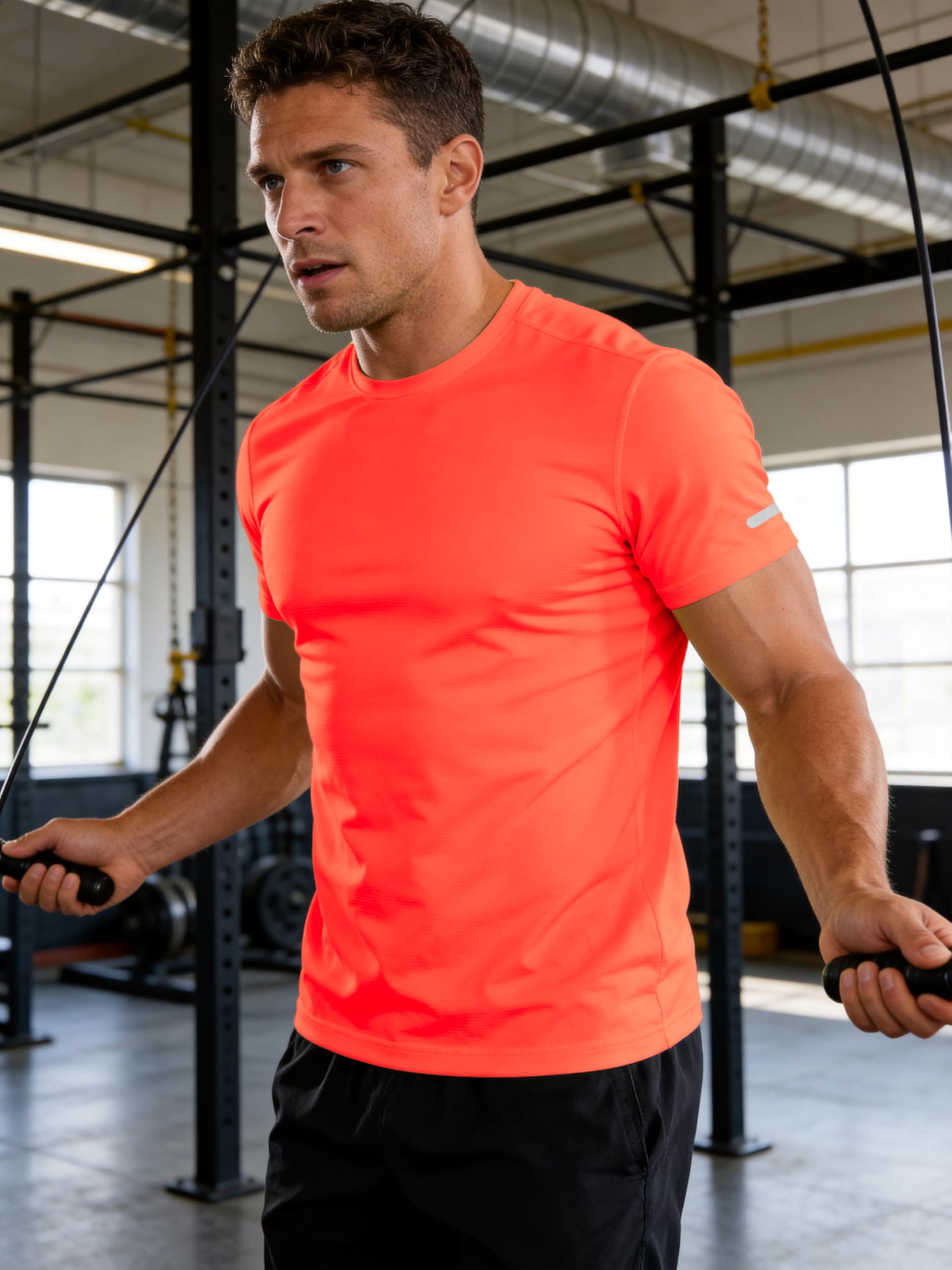 Workout Shirts Men Moisture Wicking Quick Dry Running Short Sleeve | Breathable high elasticity gym activewear tee durable lightweight athletic fit performance tshirt