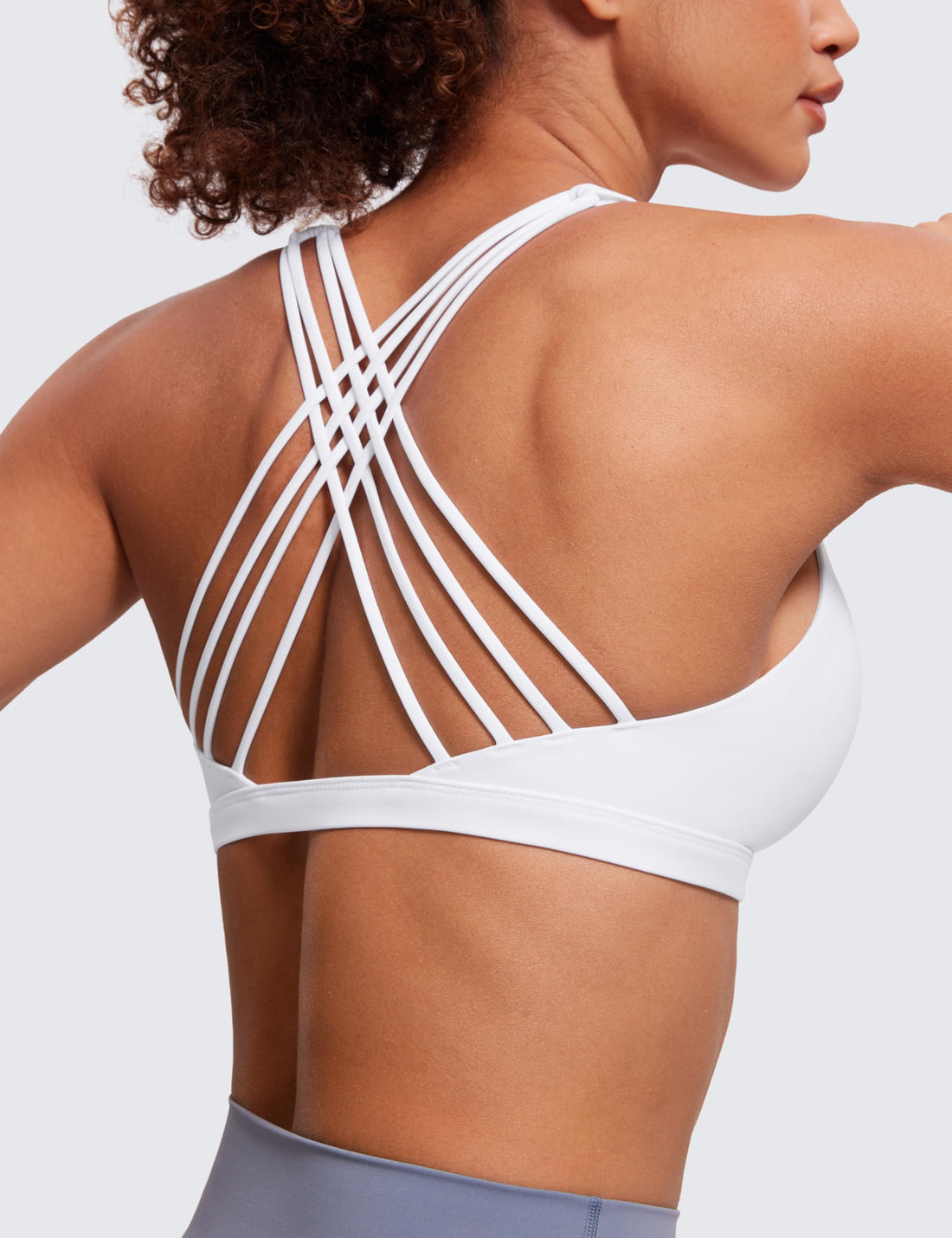 CRZ YOGA Naked Feeling Cross Back Sports Bras | Light Support, Removable Pads, Yoga, Sleek, Strappy, Scoop Neck, for Women