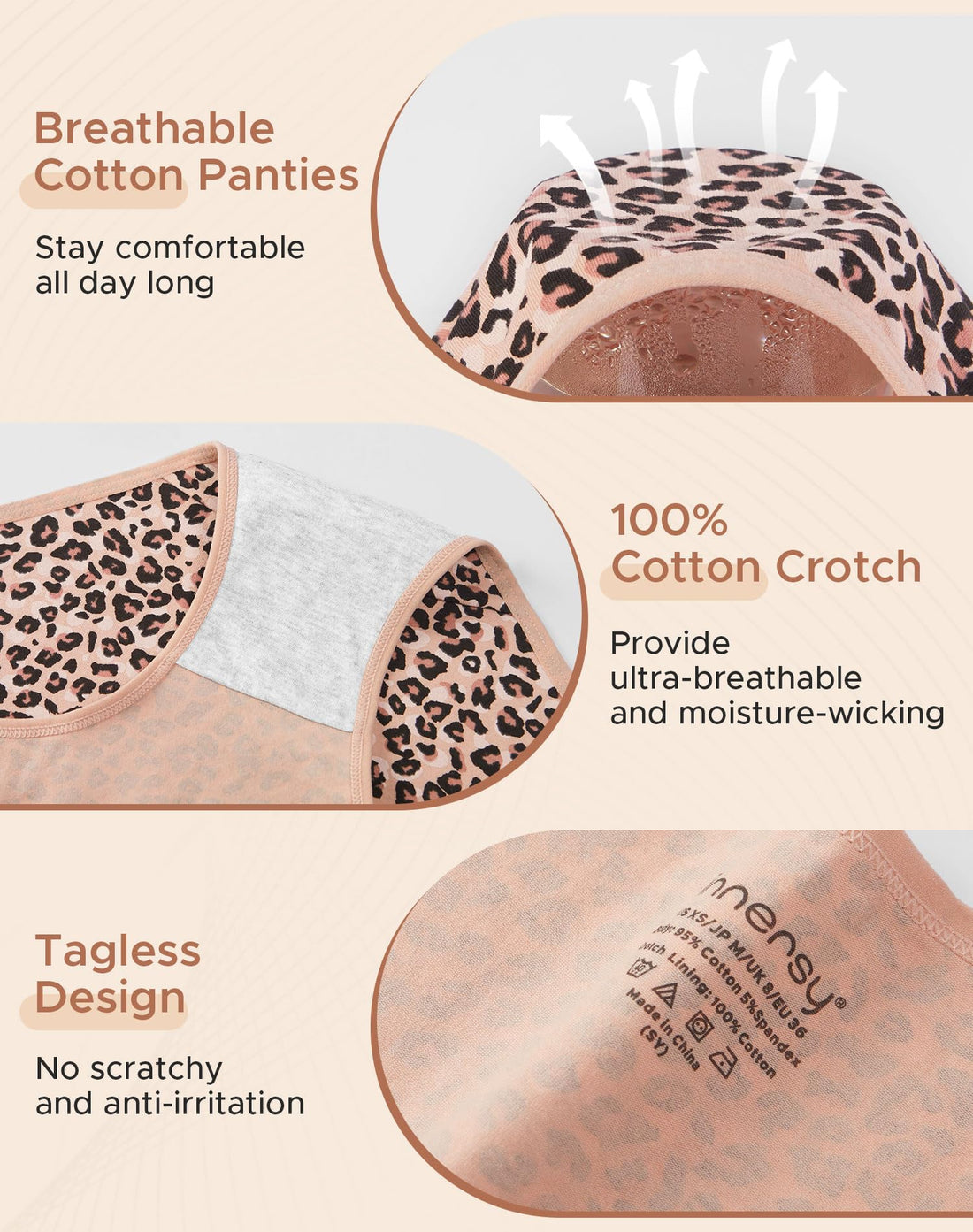 INNERSY Womens Underwear Cotton Hipster Panties Soft Breathable Ladies Briefs 5-Pack