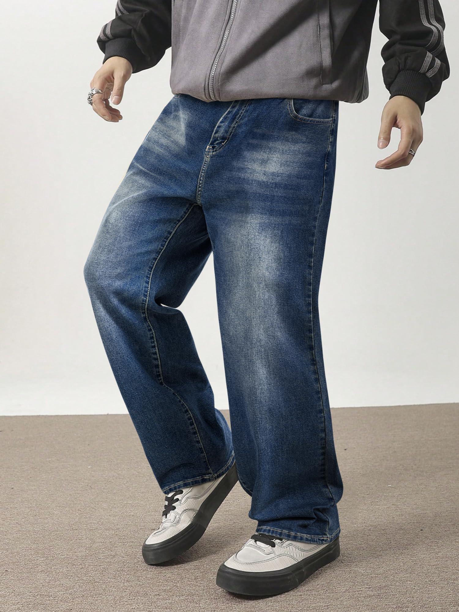JMIERR Men's Tapered Baggy Jeans - Loose Fit Wide Leg Denim Pants | Vintage Relaxed Loose Fit, Stretch, Wide Leg, Skater Streetwear, 5 Pockets, Casual Carpenter Jean, Hip Hop,Loose Fit,Outfit