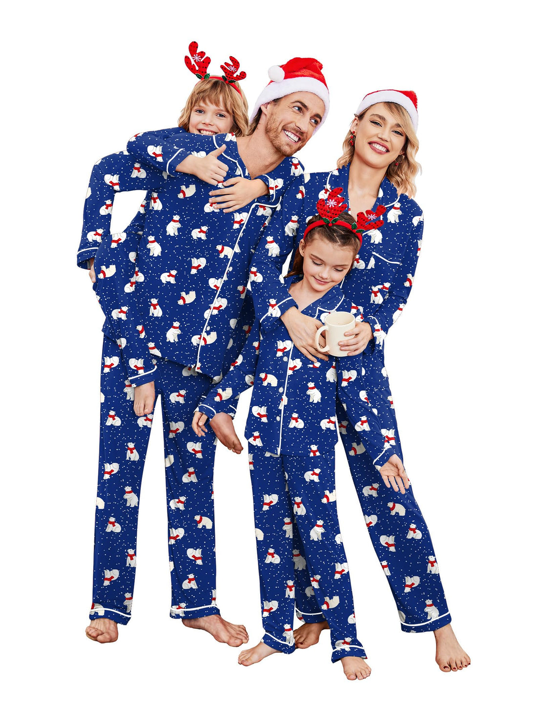 Ekouaer Christmas Family Matching Pajamas Long Sleeve Button Down Pj Set
