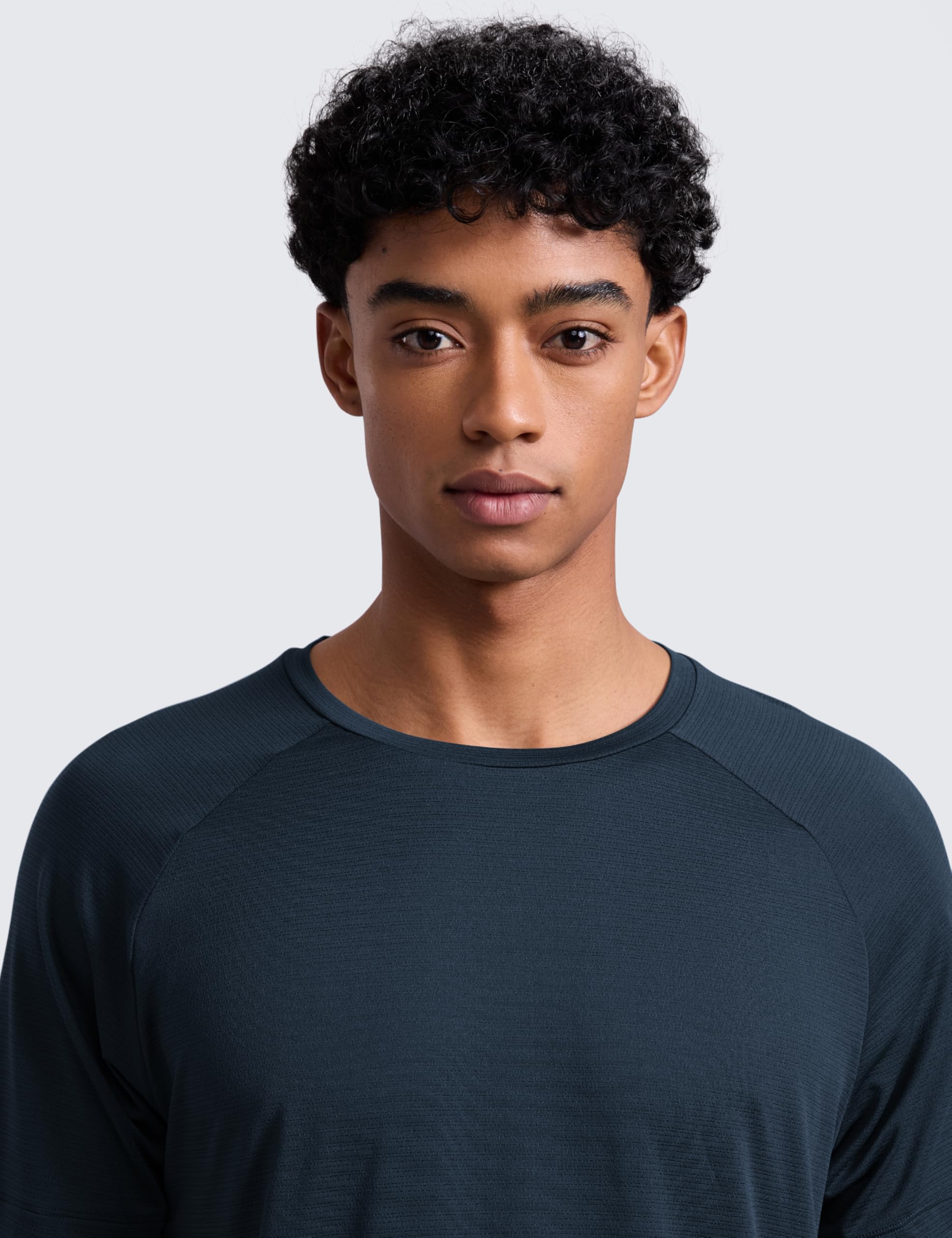 CRZ YOGA Breathable Texture Crewneck T-Shirts | Workout, Quick Dry, Lightweight, Classic Fit, Round Scallop Back, Short Sleeve Shirts for Men