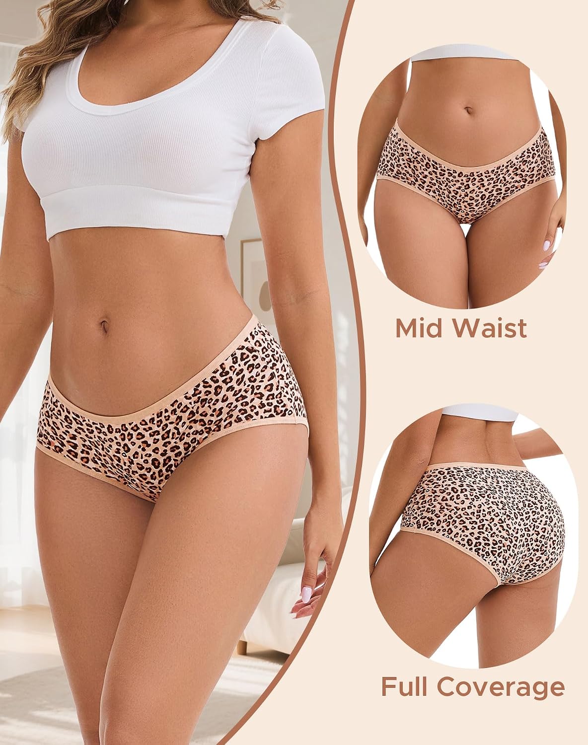 INNERSY Womens Underwear Cotton Hipster Panties Soft Breathable Ladies Briefs 5-Pack