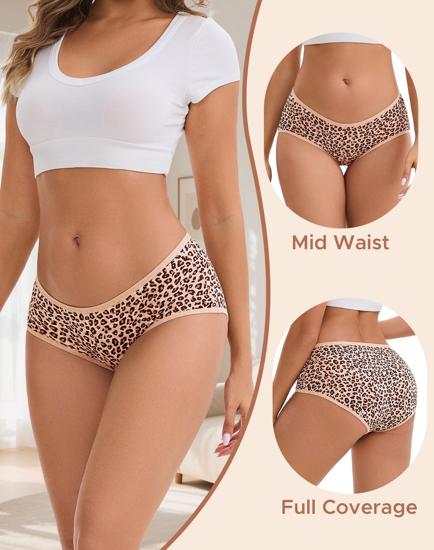 INNERSY Womens Underwear Cotton Hipster Panties Soft Breathable Ladies Briefs 5-Pack
