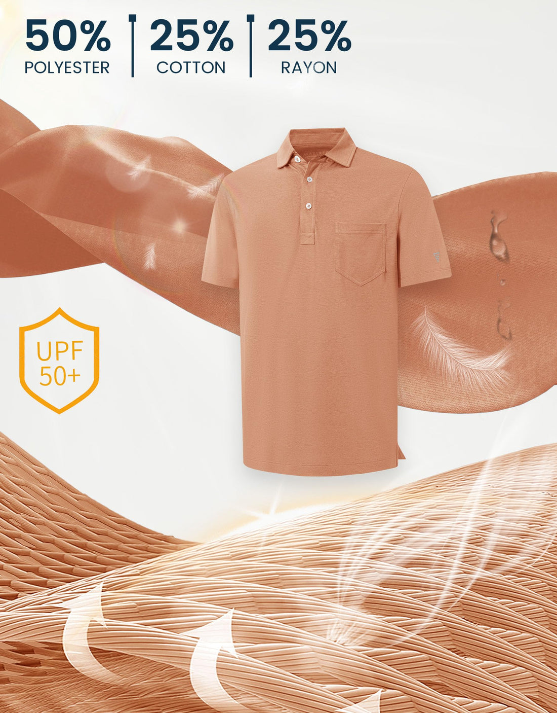 M MAELREG Mens Golf Shirts Short Sleeve Lightweight Soft Cotton Blend with Pocket Summer Casual Daily Wear