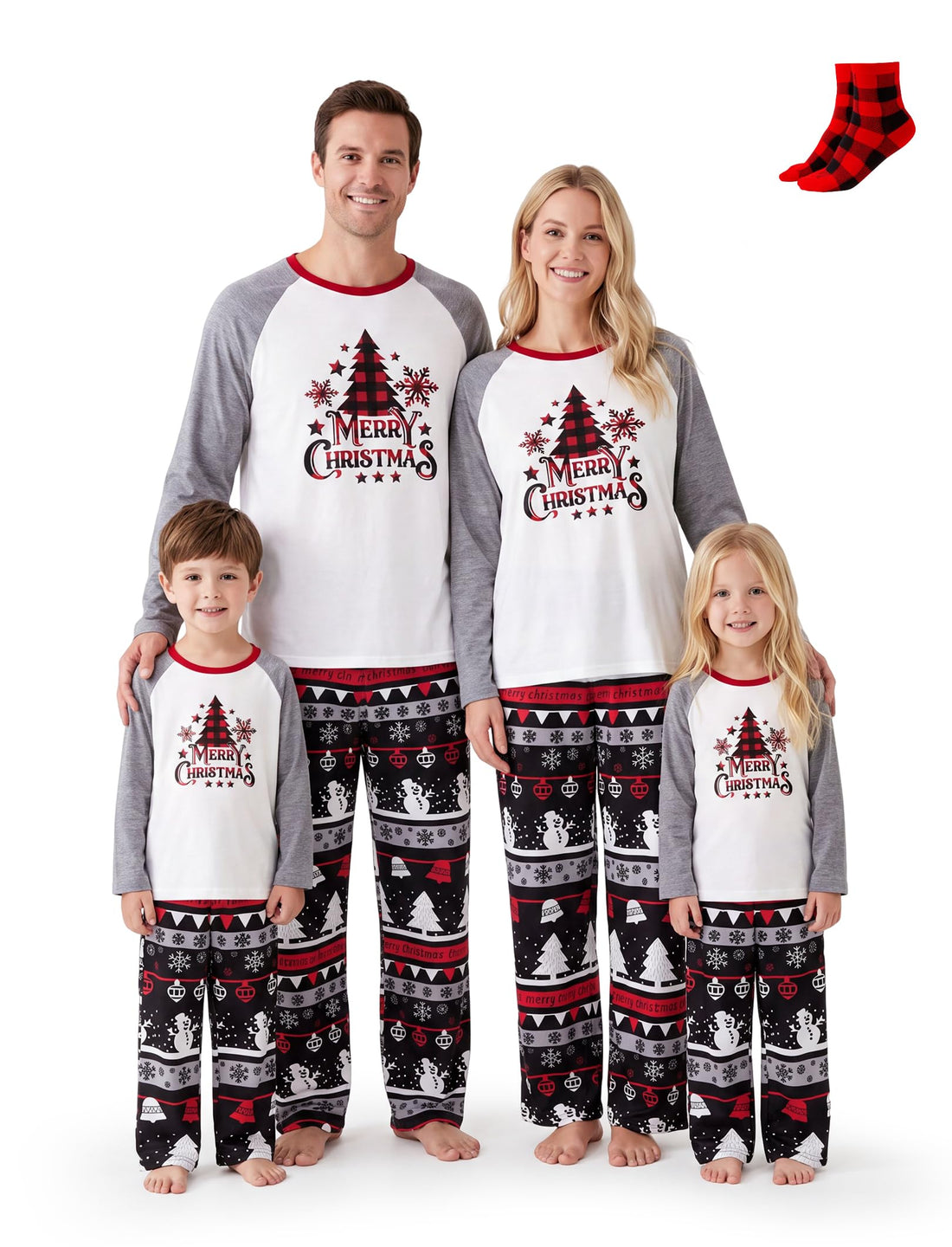 PATPAT Family Christmas Pajamas Matching Sets Gingerbread PJs with Socks