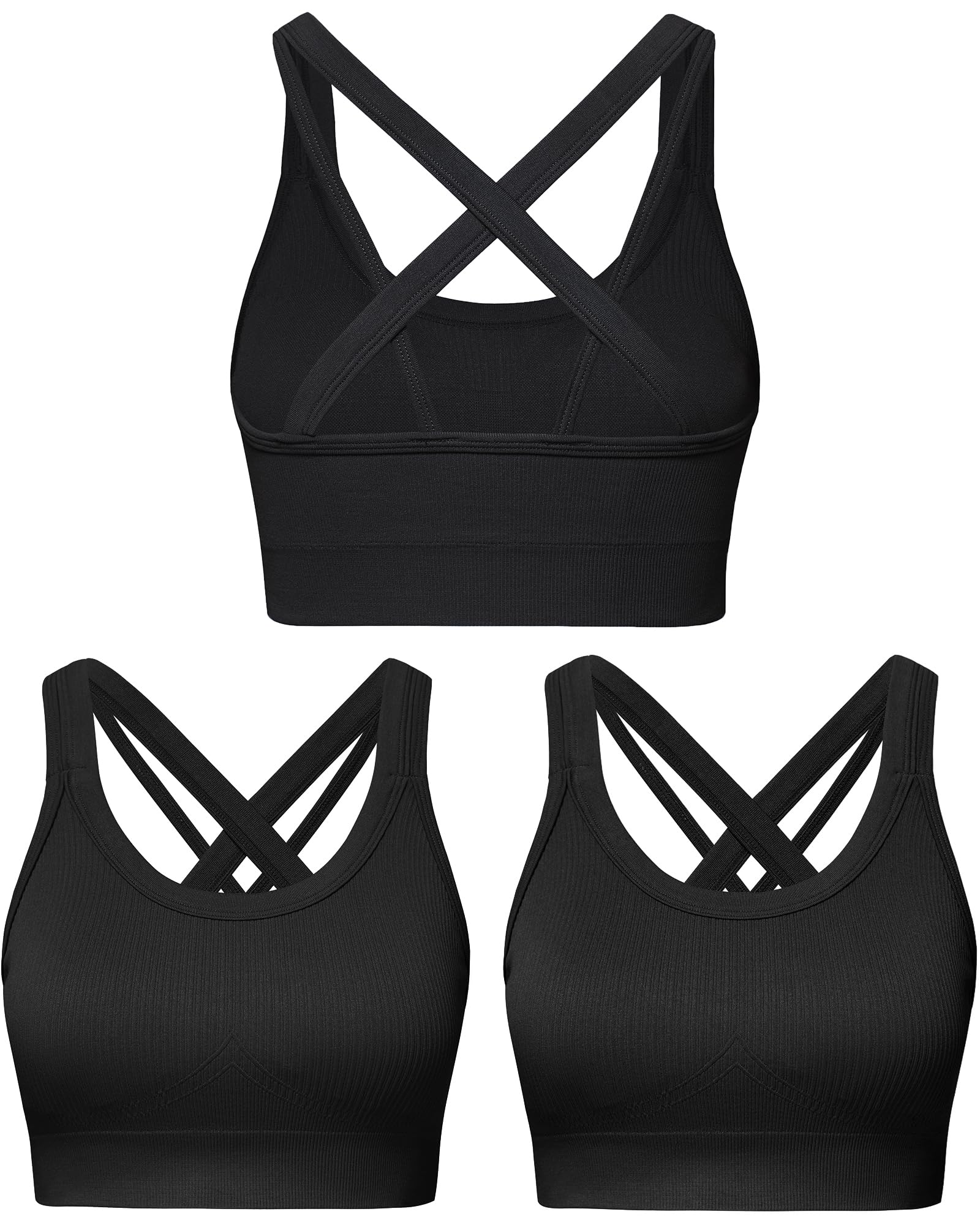 Sports Bras for Women HIigh Support, Criss-Cross Back Padded Strappy High Impact Sports Bras for Women Large Bust