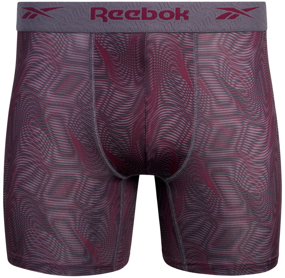 Reebok Mens Boxer Briefs - 4 Pack Underwear with Contour Pouch, 6'' Inseam | Athletic Stretch Performance Moisture-Wicking Fabric, No Fly Pouch, Tag-Free Waistband