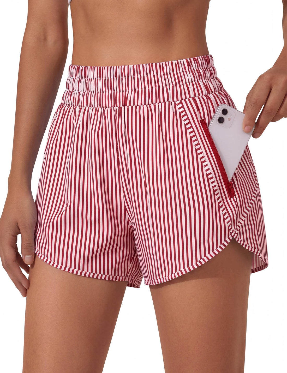 BMJL Women's Running Shorts Elastic High Waisted with Pockets, 2.5" Sporty Workout Quick Dry Athletic Shorts