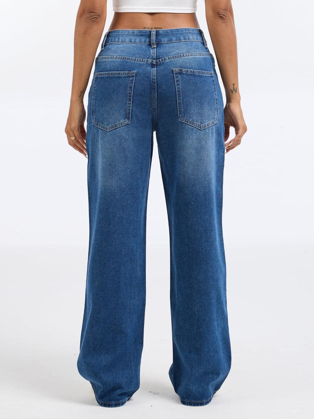 Straight Leg Jeans for Women Mid Waisted Casual Washed Vintage Loose Fit Boyfriend Jeans Denim Pants