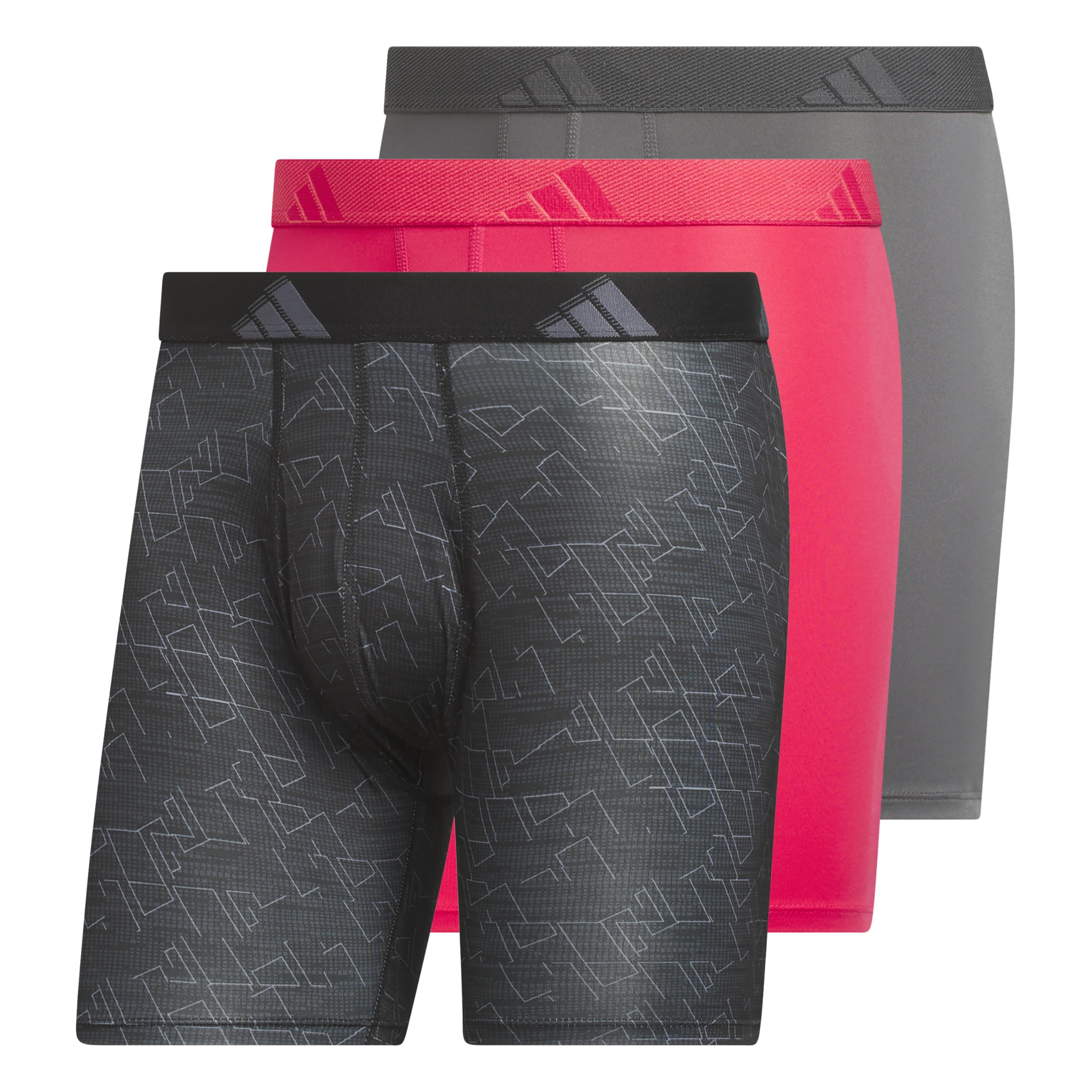 adidas Men's Microfiber Boxer Briefs (3-pack) performance Stretch Moisture-wicking Underwear