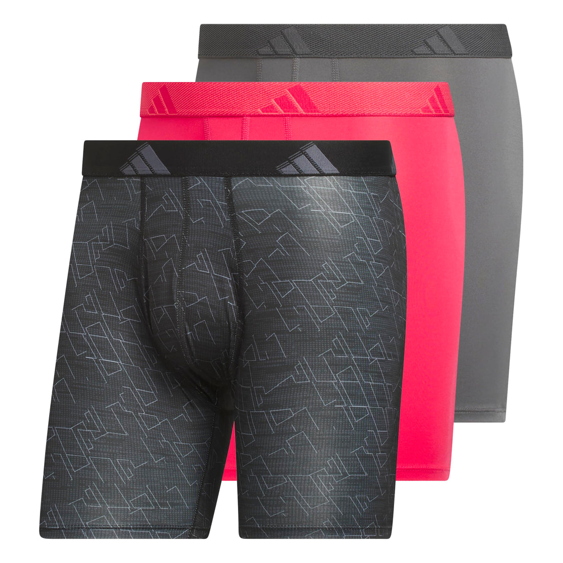 adidas Men's Microfiber Boxer Briefs (3-pack) performance Stretch Moisture-wicking Underwear