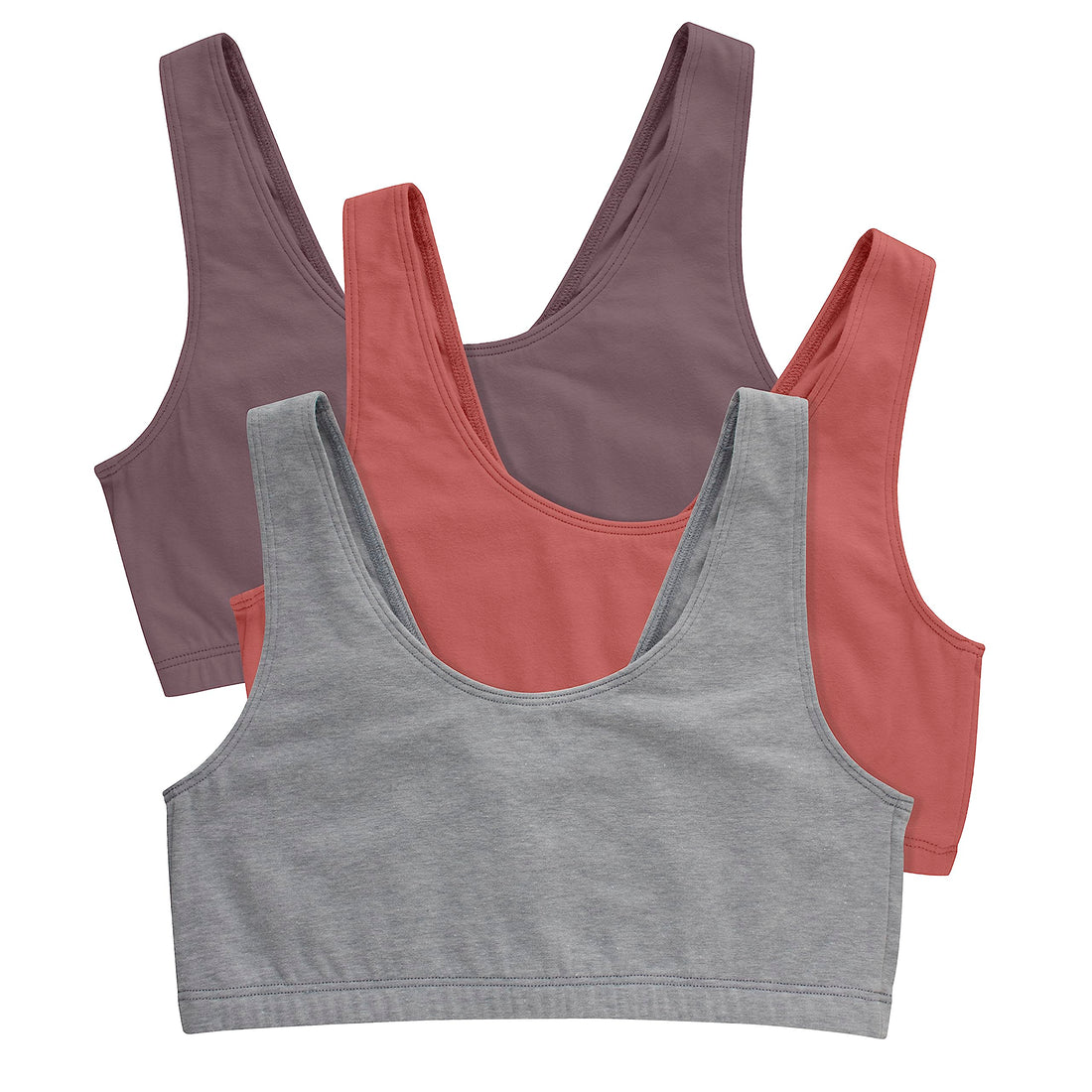 Hanes Women's Pack, Cotton Scoopneck Bralette, Low-Impact Sports Bra, 3-Pack