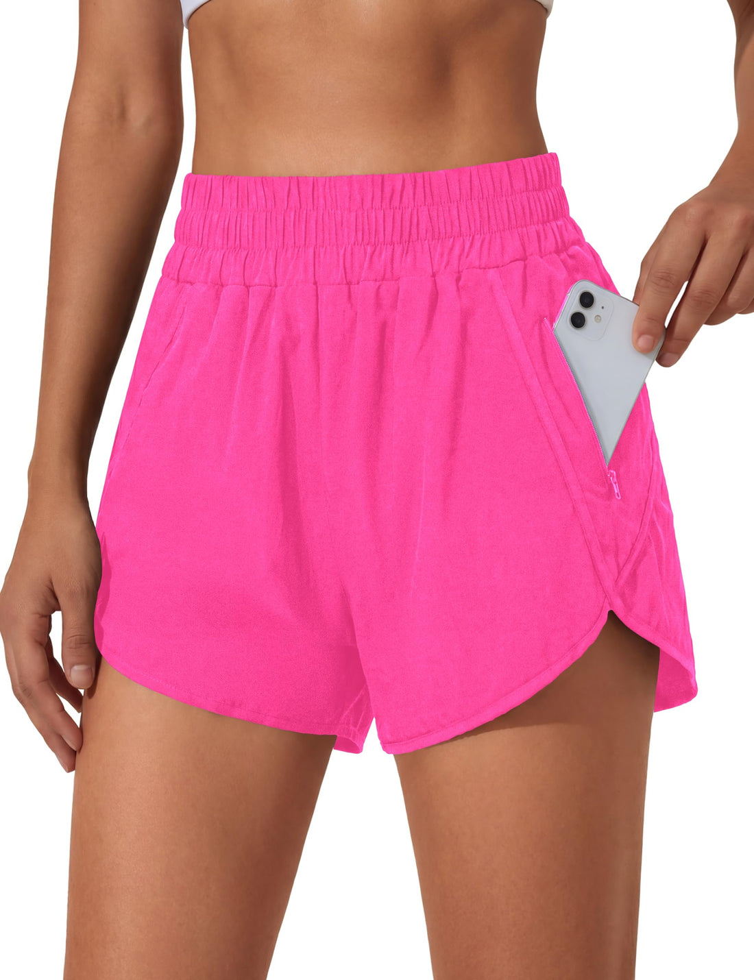 BMJL Women's Running Shorts Elastic High Waisted with Pockets, 2.5" Sporty Workout Quick Dry Athletic Shorts