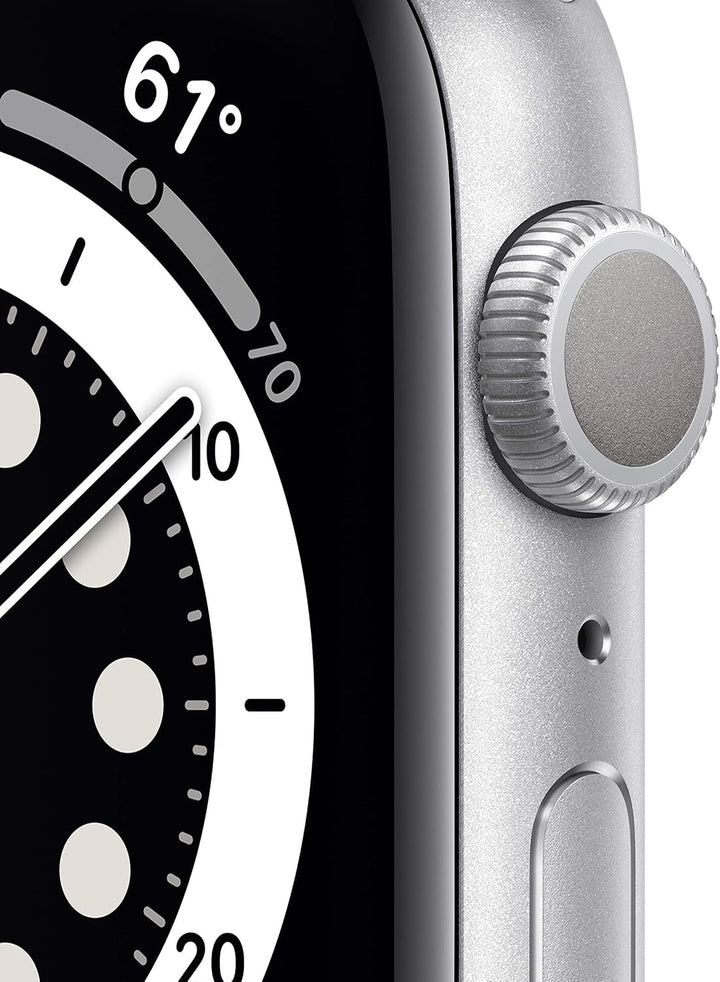 Apple Watch Series 6 (GPS, 44mm) - Silver Aluminum Case with White Sport Band (Renewed)