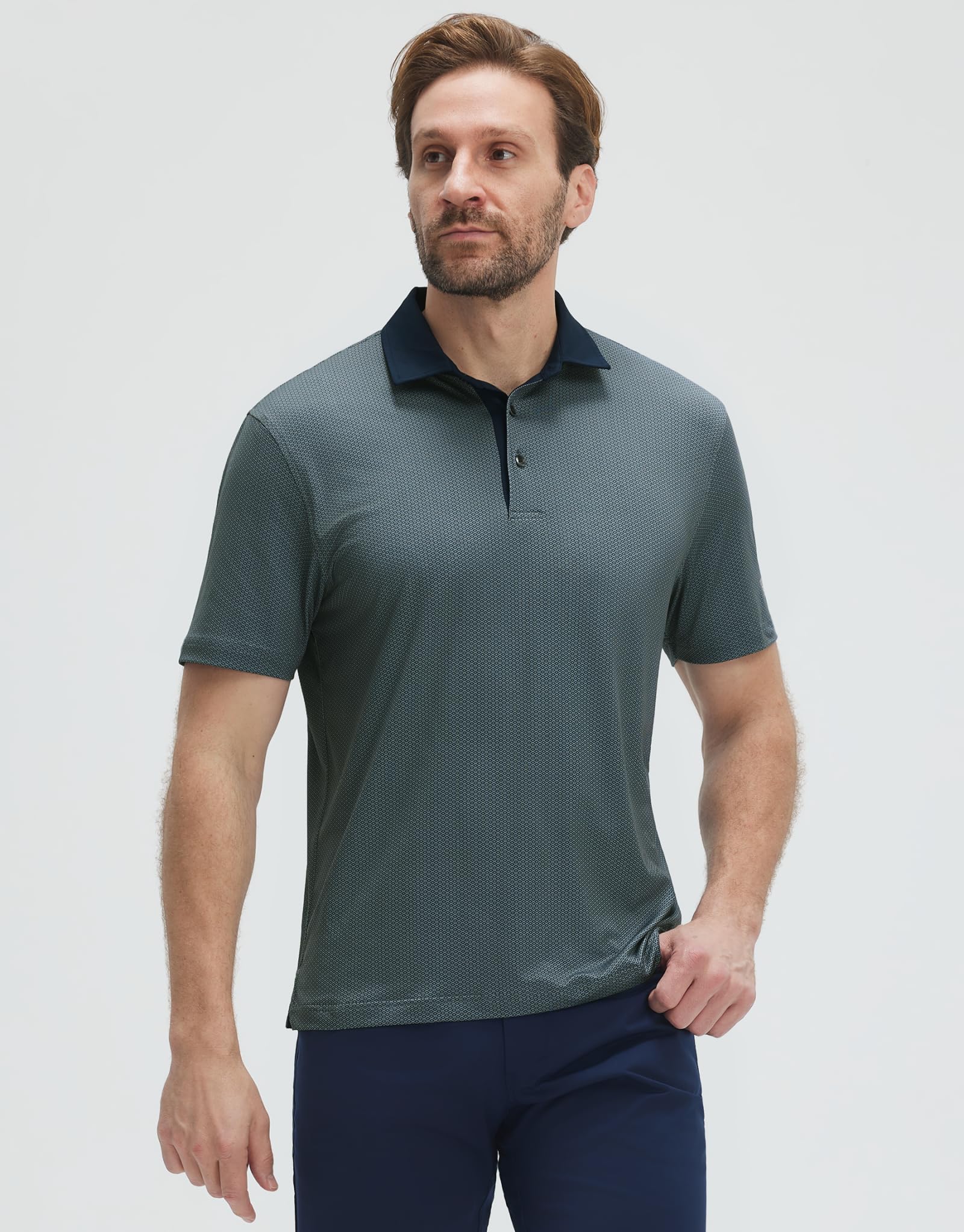 M MAELREG Golf Shirts for Men Short Sleeve Print Patterns Moisture Wicking Performance Lightweight Collared Mens Polo Shirts