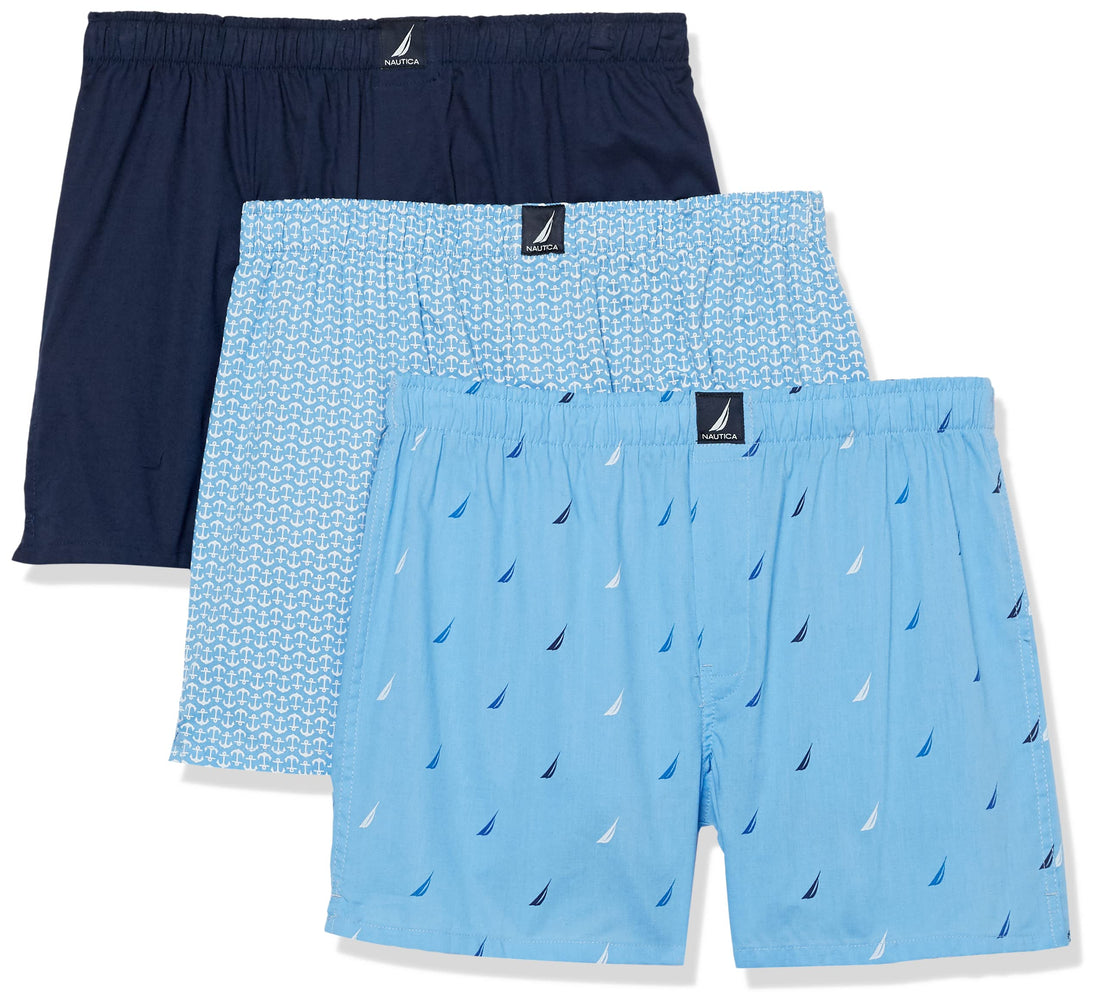 Nautica Men's Classic Cotton 3-Pack Woven Boxers
