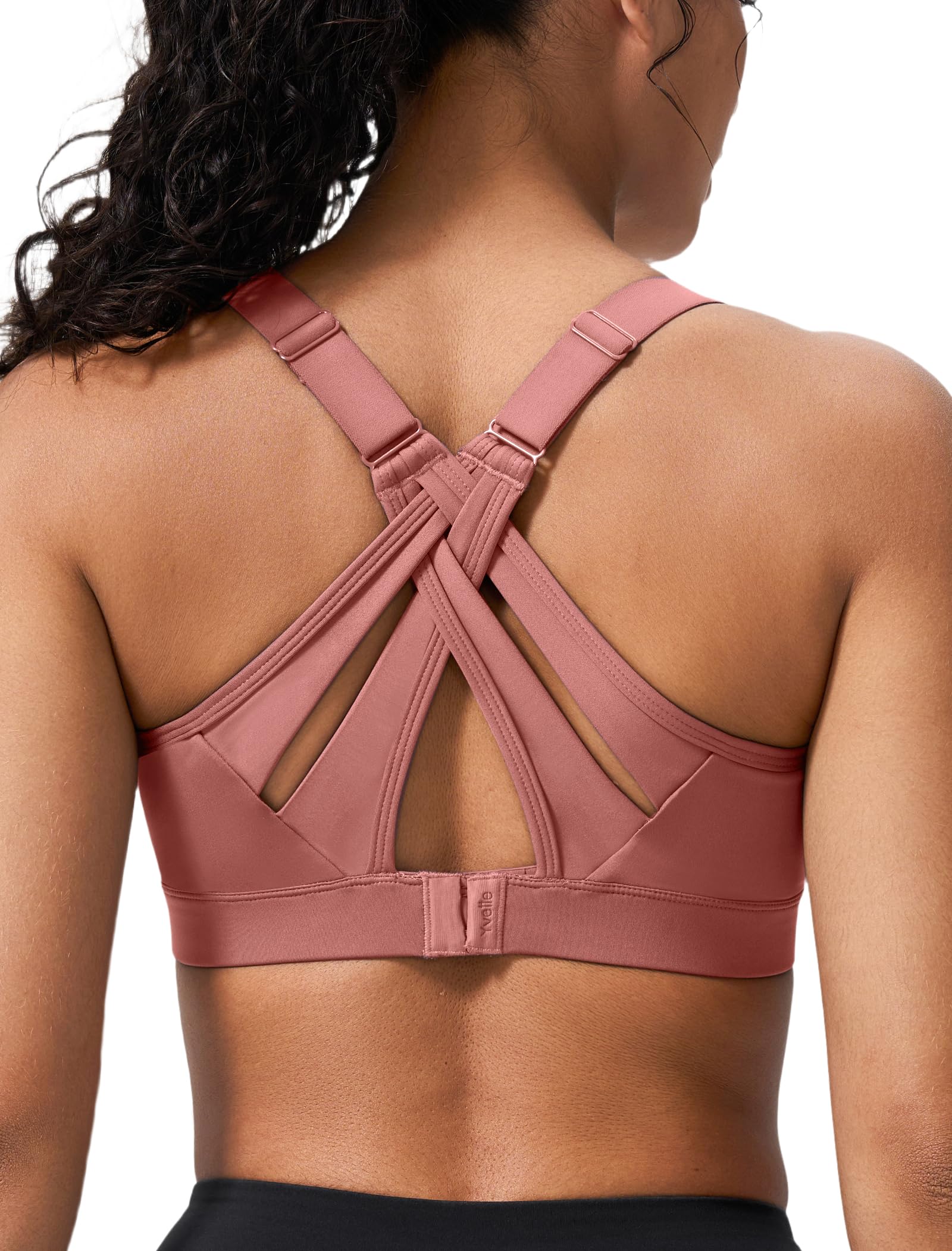 Yvette Criss Cross Adjustable High Impact Running Bra | Pickleball Tennis, Big Bust Plus Size, Adjustable Strap, Wireless Sewn in Pads, No Bounce, Full Coverage, Moisture-Wicking