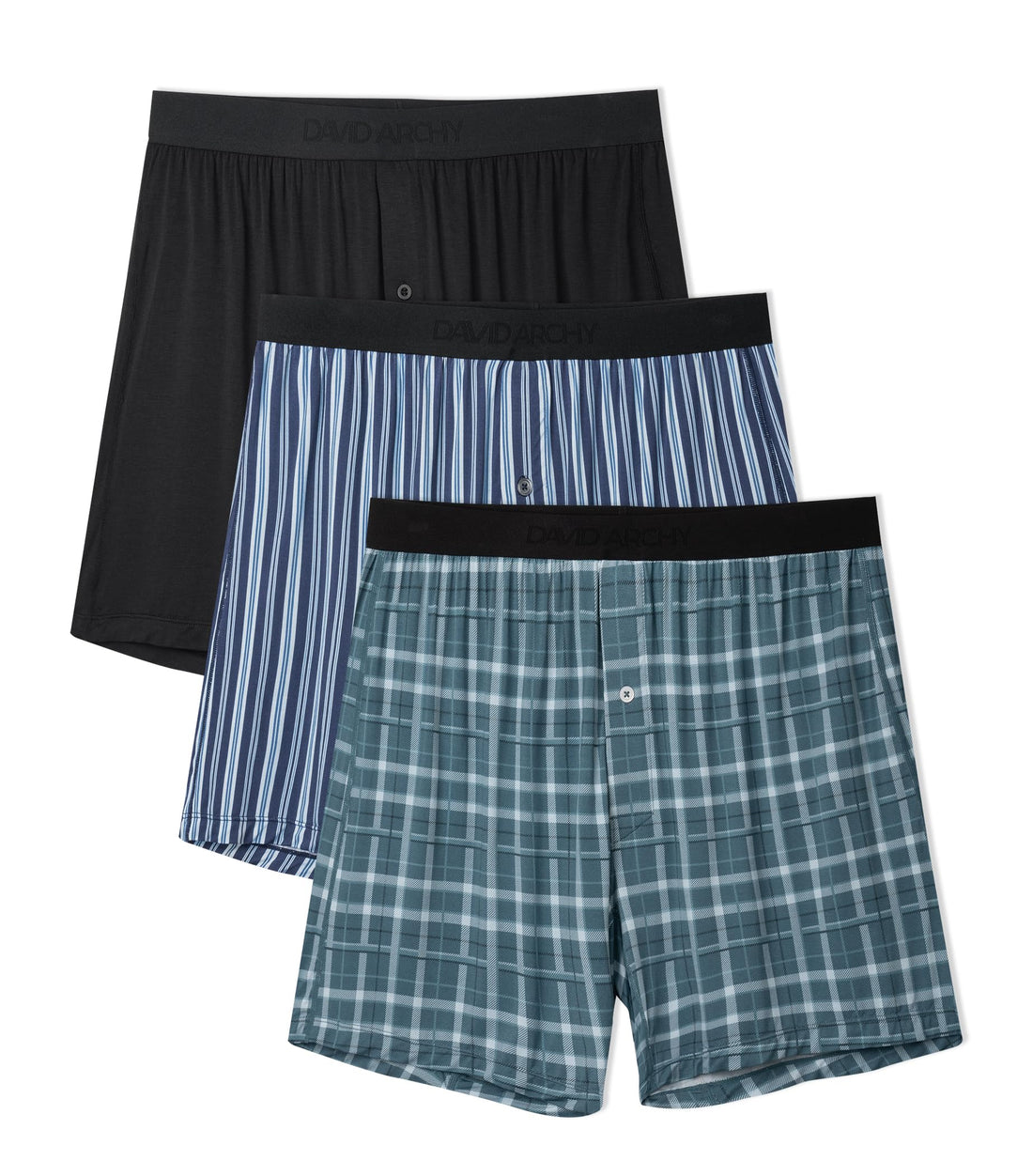 DAVID ARCHY Men's Bamboo Rayon Boxers Breathable Cooling Mens Boxer Shorts with Button Fly Relaxed Fit Underwear 3/4/5 Pack
