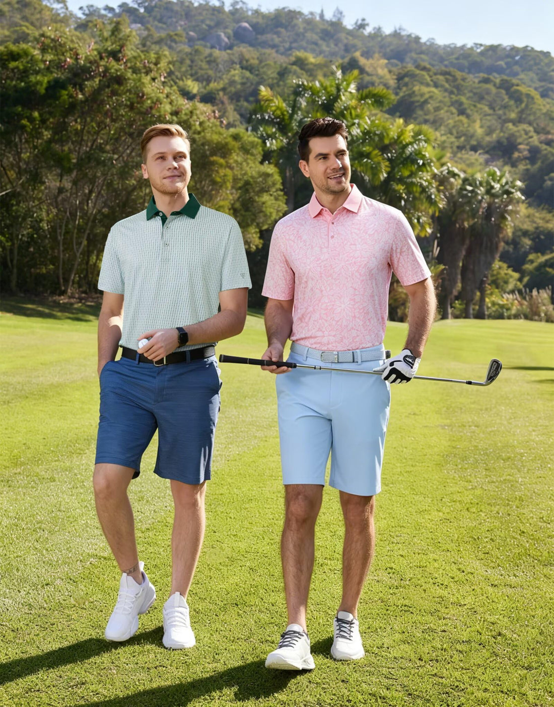 M MAELREG Golf Shirts for Men Short Sleeve Print Patterns Moisture Wicking Performance Lightweight Collared Mens Polo Shirts
