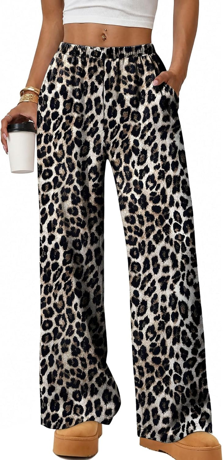 WIHOLL Womens Wide Leg Pajamas Pants Fall Gingham Casual Lounge Sweatpants
