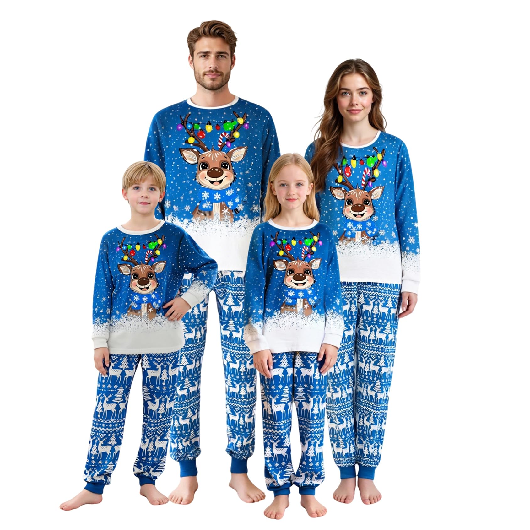 OAKFashion Christmas Family Pajamas Holiday Christma Pajama Family Matching Pjs Set Sleepwear Xmas Jammies