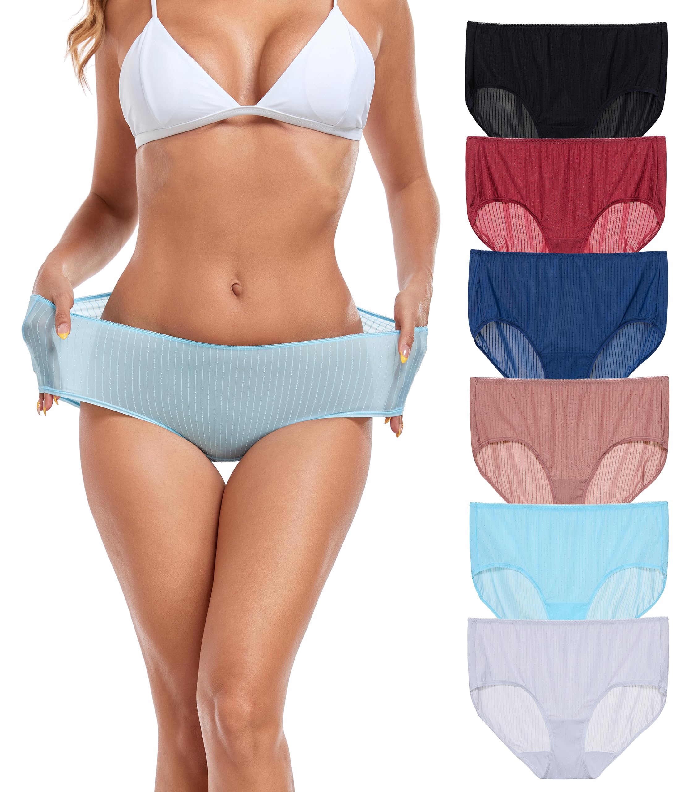 ANLIQI Quick Dry Underwear for Women Travel Panties Pack Hipster Panty Soft & Lightweight Bikini Brief Stay Fresh Undies