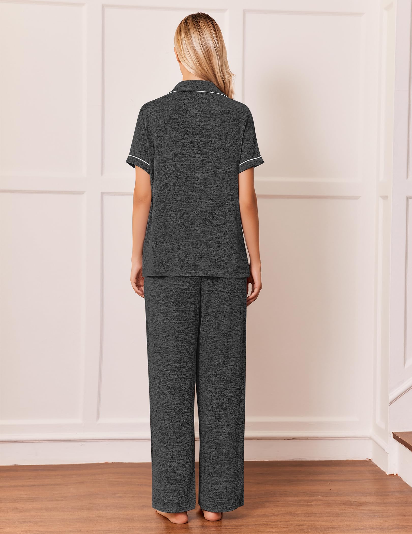 Ekouaer Pajamas for Women Set Short Sleeve Long Pants 2 Piece Lounge Set