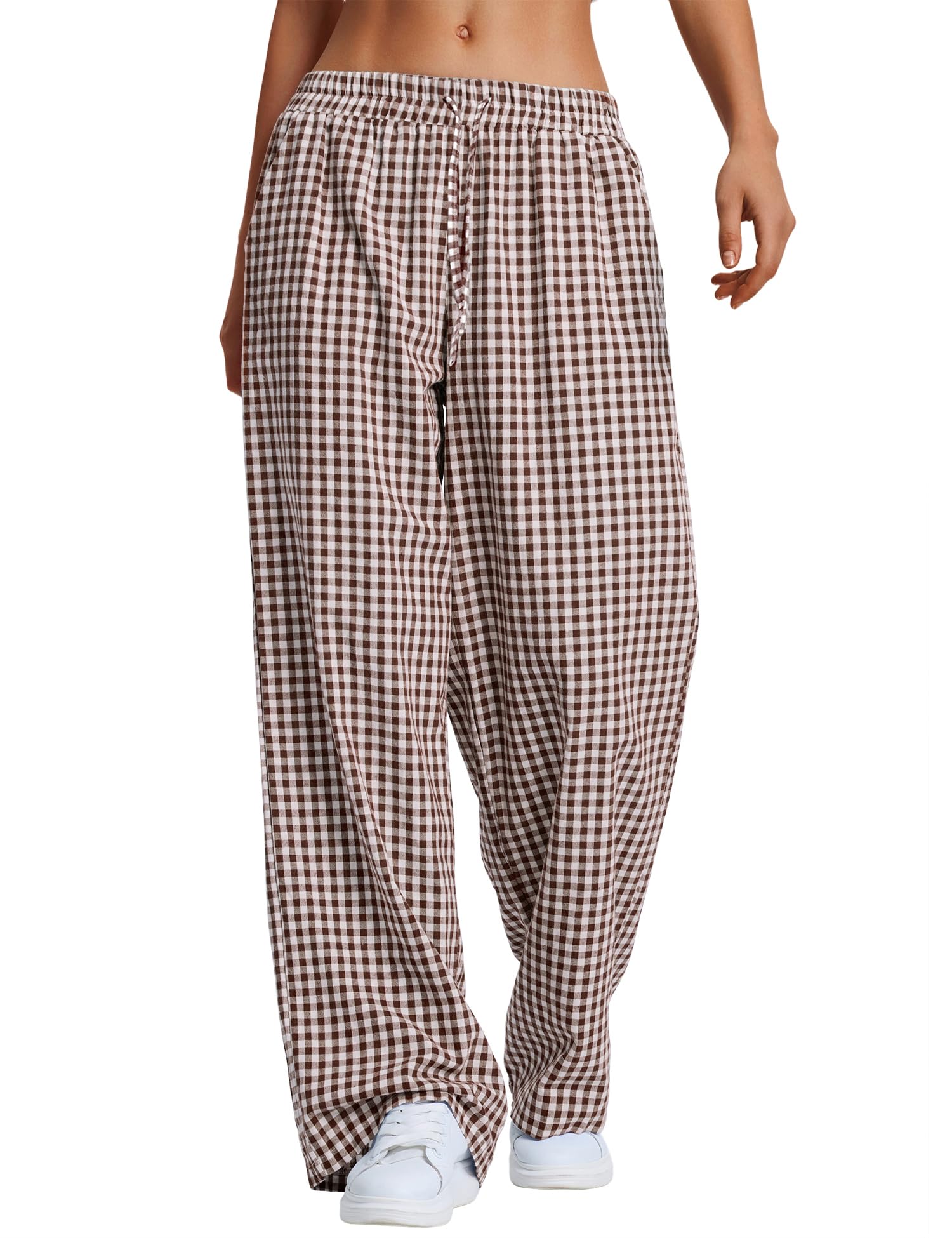 LOMON Striped Gingham Pants Women Summer Fall Pajamas Lounge Boxer Bottoms