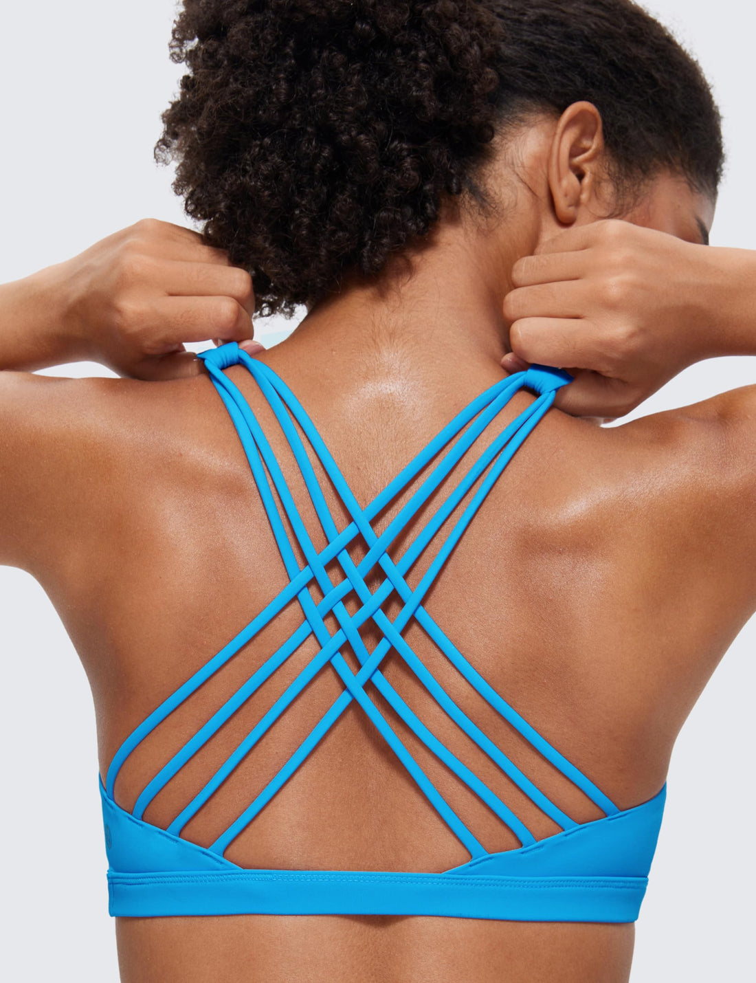 CRZ YOGA Naked Feeling Cross Back Sports Bras | Light Support, Removable Pads, Yoga, Sleek, Strappy, Scoop Neck, for Women