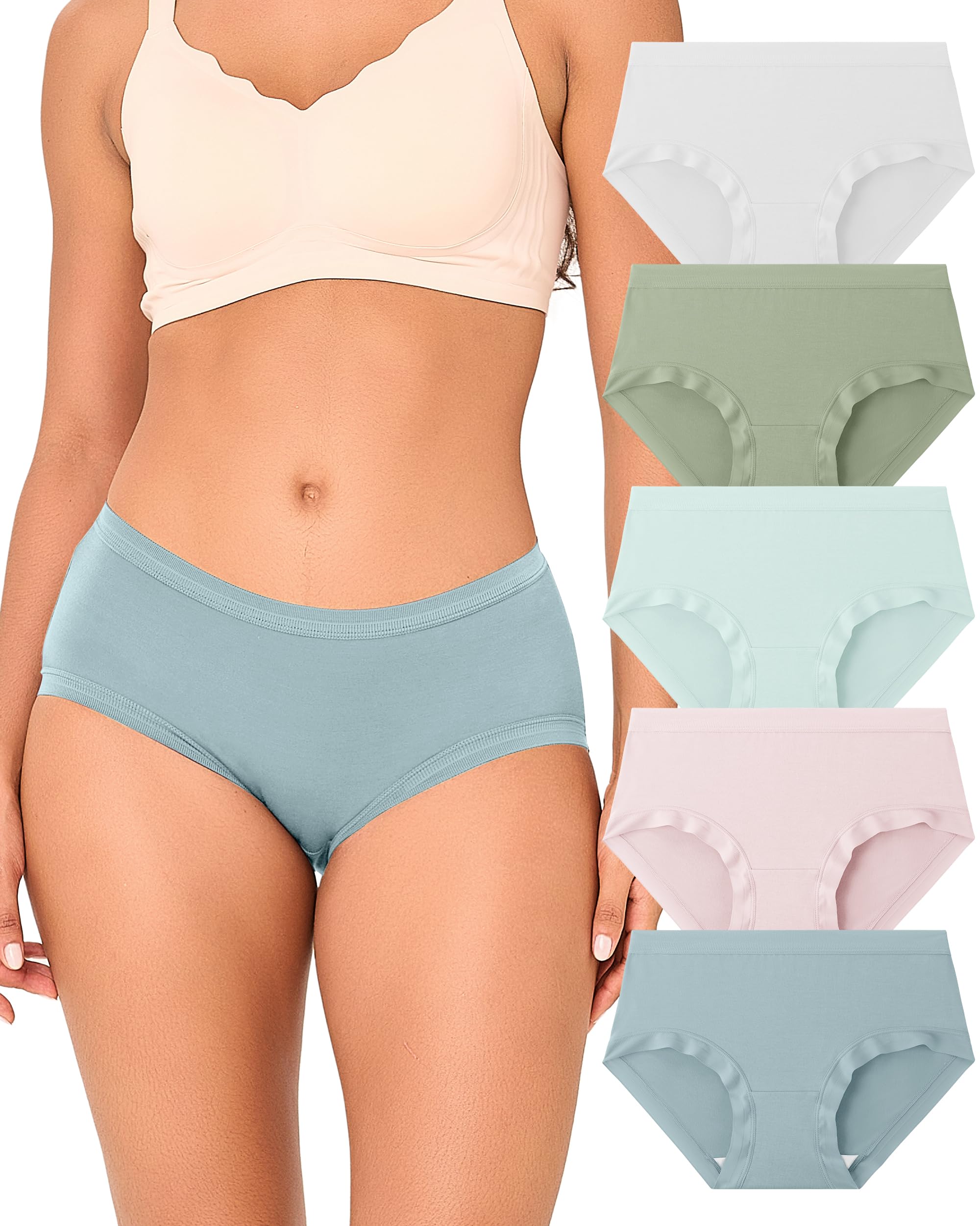BAMBOO COOL Women's Underwear Briefs for Women Lightweight Ladies Panties Moisture-Wicking Stretchy Soft Breathable 5-pack