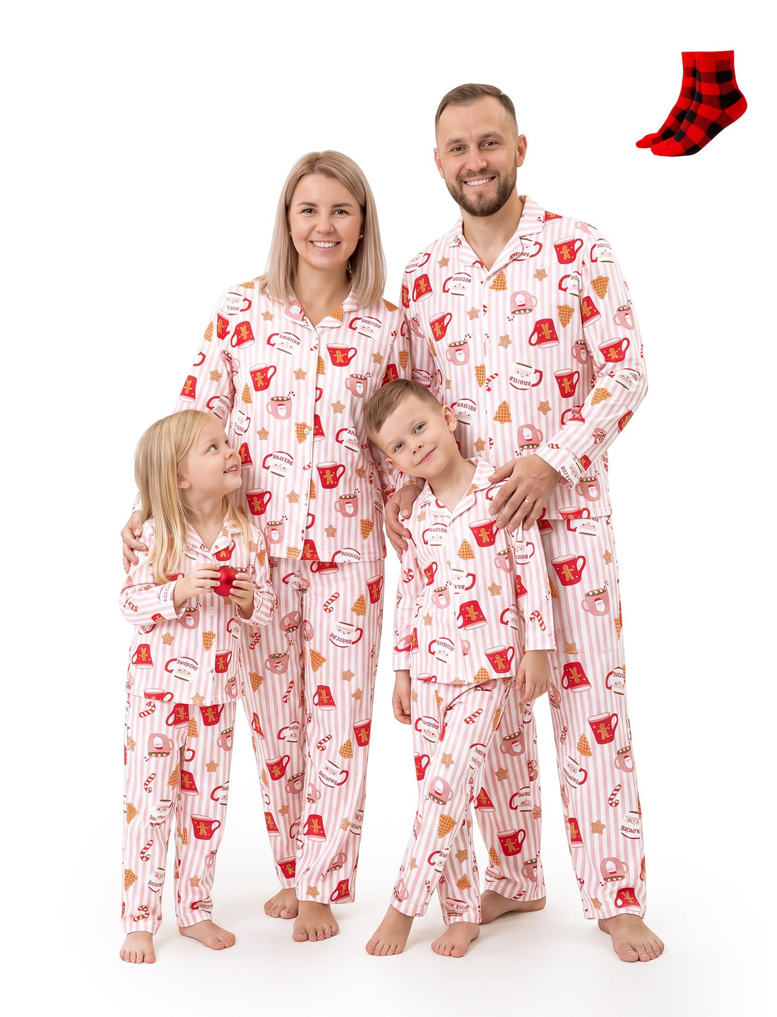 PATPAT Button Down Christmas Pajamas, Button Up Pjs for Family Christmas Party Long Sleeve Lounge Sets